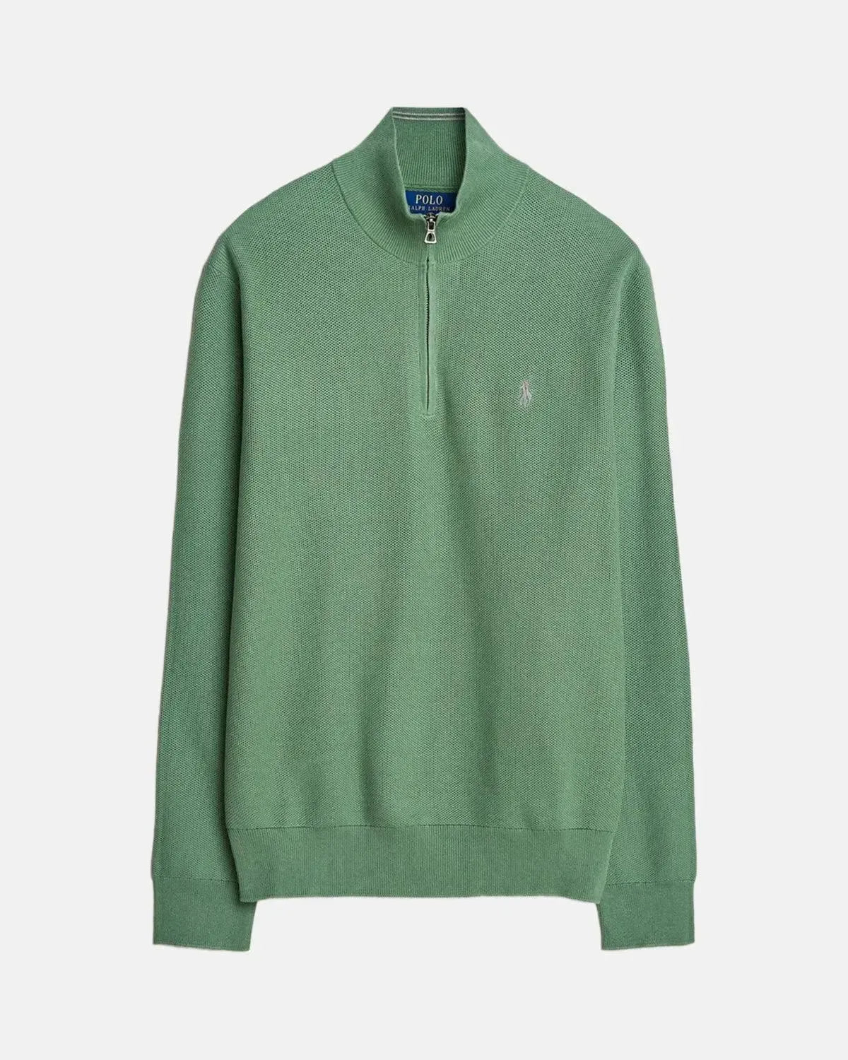 RALPH LAUREN MESH KNIT COTTON 1/4 ZIP JUMPER FATIGUE - RALPH-LAUREN-710932304-522-M - northern threads uk