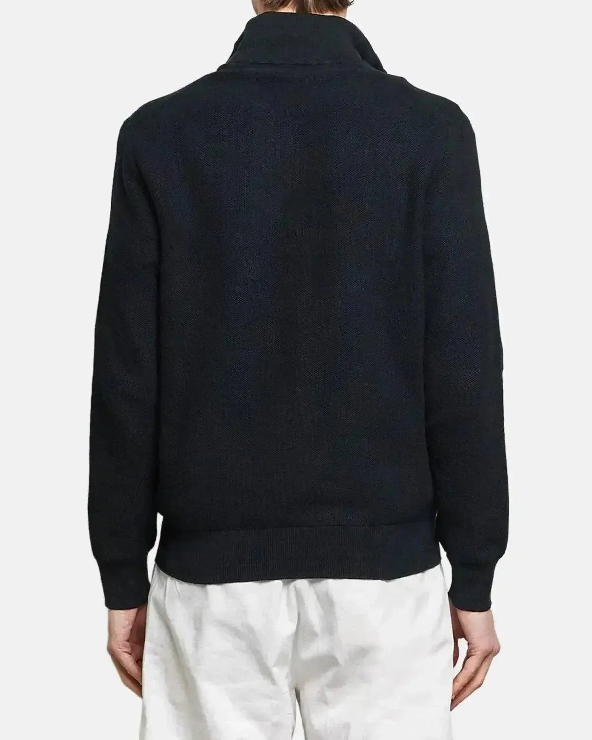 RALPH LAUREN MESH KNIT COTTON 1/4 ZIP KNIT BLACK - RALPH-LAUREN-710932304-505-M - northern threads uk