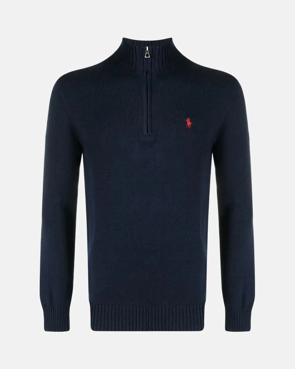 RALPH LAUREN-RALPH LAUREN COTTON 1/4 ZIP JUMPER HUNTER NAVY-NORTHERN THREADS DESIGNER MENSWEAR
