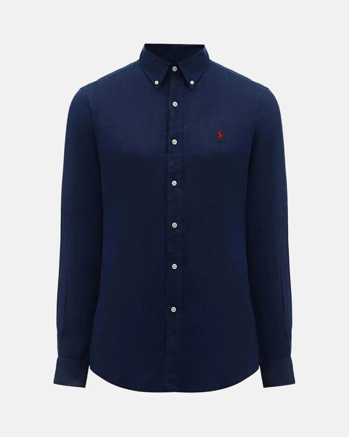 RALPH LAUREN-RALPH LAUREN CUSTOM FIT LINEN SHIRT NEWPORT NAVY-NORTHERN THREADS DESIGNER MENSWEAR