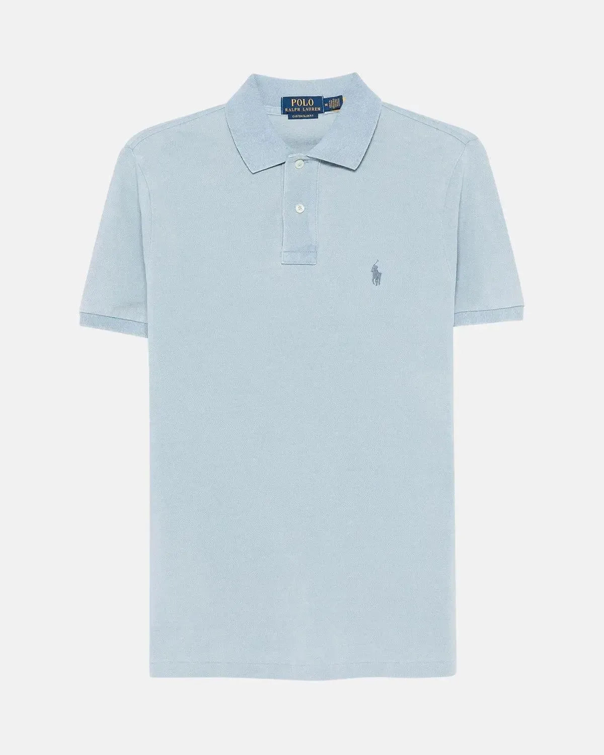 RALPH LAUREN-RALPH LAUREN CUSTOM SLIM FIT INDIGO MESH POLO SHIRT LIGHT INDIGO-NORTHERN THREADS DESIGNER MENSWEAR