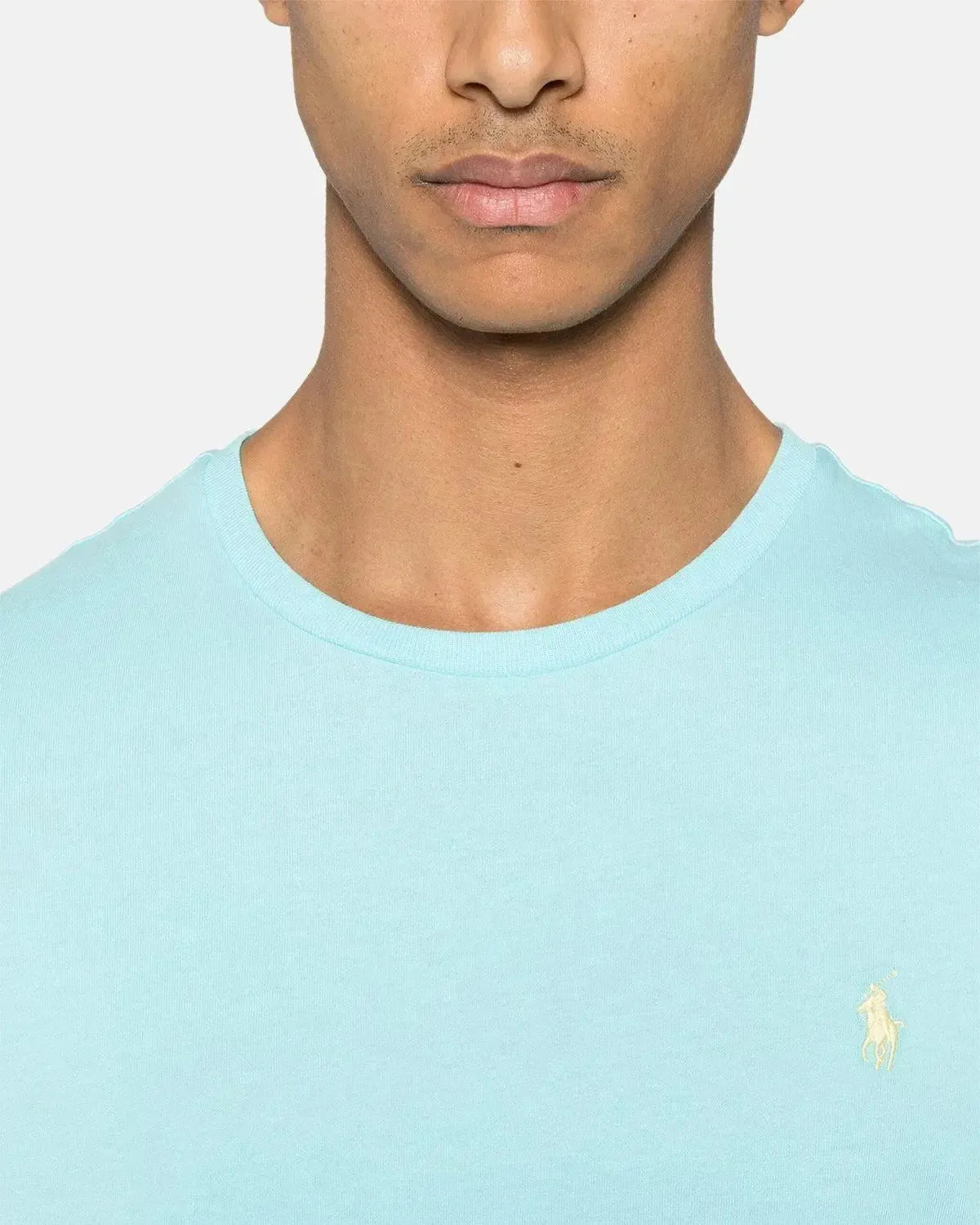 RALPH LAUREN-RALPH LAUREN CUSTOM SLIM FIT JERSEY T-SHIRT AQUA BLUE-NORTHERN THREADS DESIGNER MENSWEAR