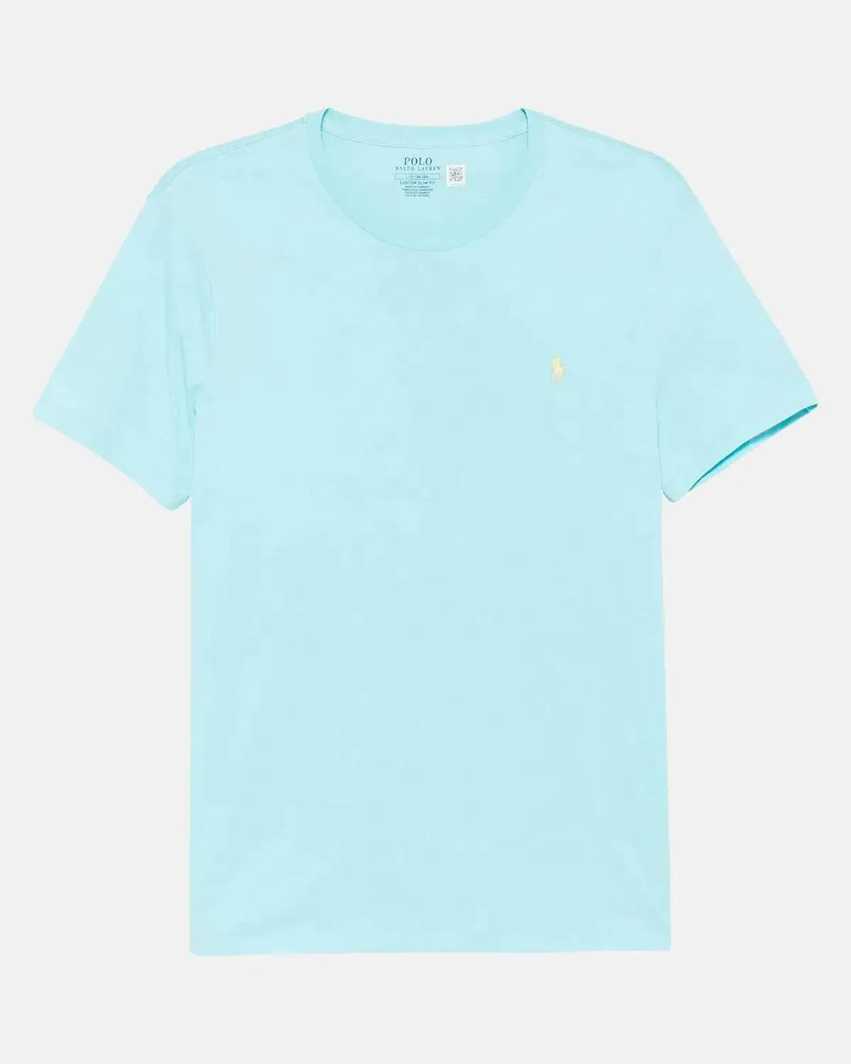 RALPH LAUREN-RALPH LAUREN CUSTOM SLIM FIT JERSEY T-SHIRT AQUA BLUE-NORTHERN THREADS DESIGNER MENSWEAR