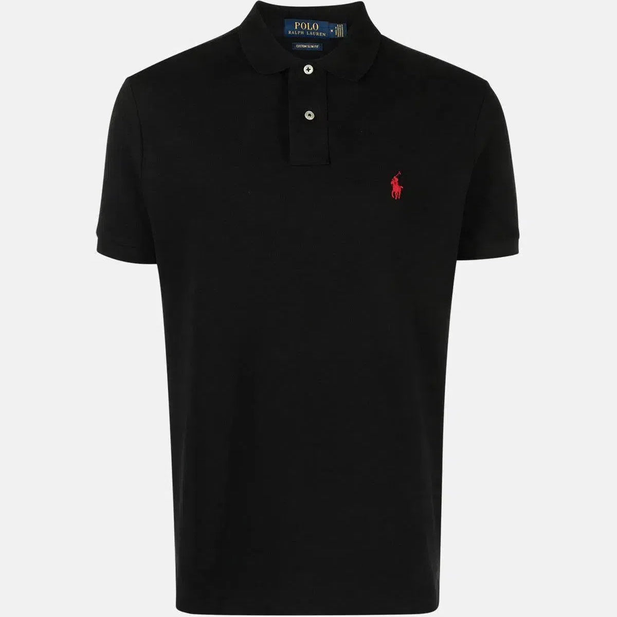 POLO RALPH LAUREN CUSTOM FIT 黒‪✕‬赤 RALPH LAUREN CUSTOM SLIM FIT MESH POLO SHIRT BLACK RED