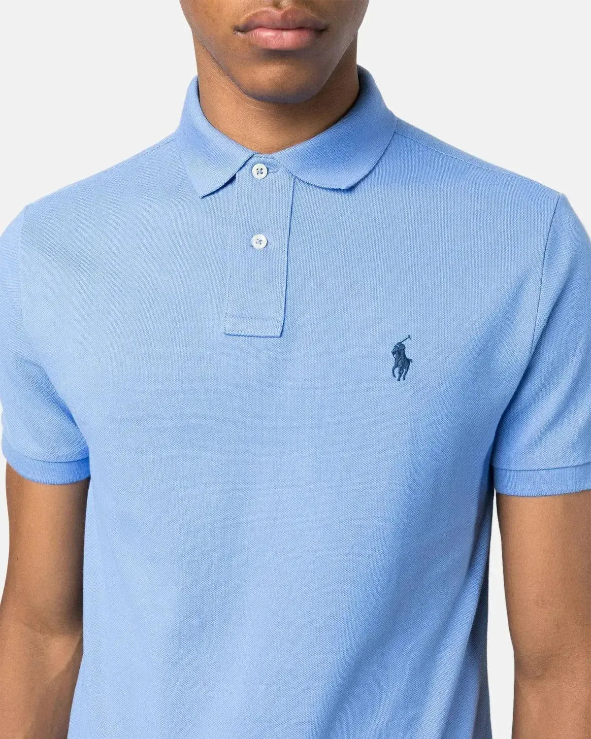 RALPH LAUREN-RALPH LAUREN CUSTOM SLIM FIT MESH POLO SHIRT HARBOUR ISLAND BLUE-NORTHERN THREADS DESIGNER MENSWEAR