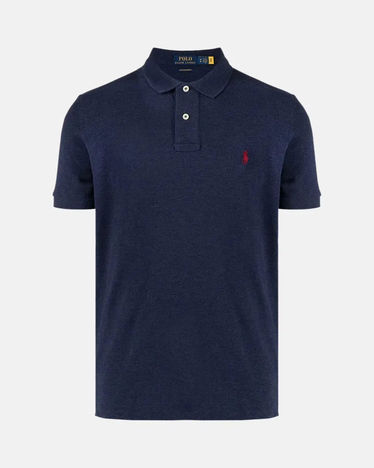 RALPH LAUREN-RALPH LAUREN CUSTOM SLIM FIT MESH POLO SHIRT HEATHER NAVY-NORTHERN THREADS DESIGNER MENSWEAR