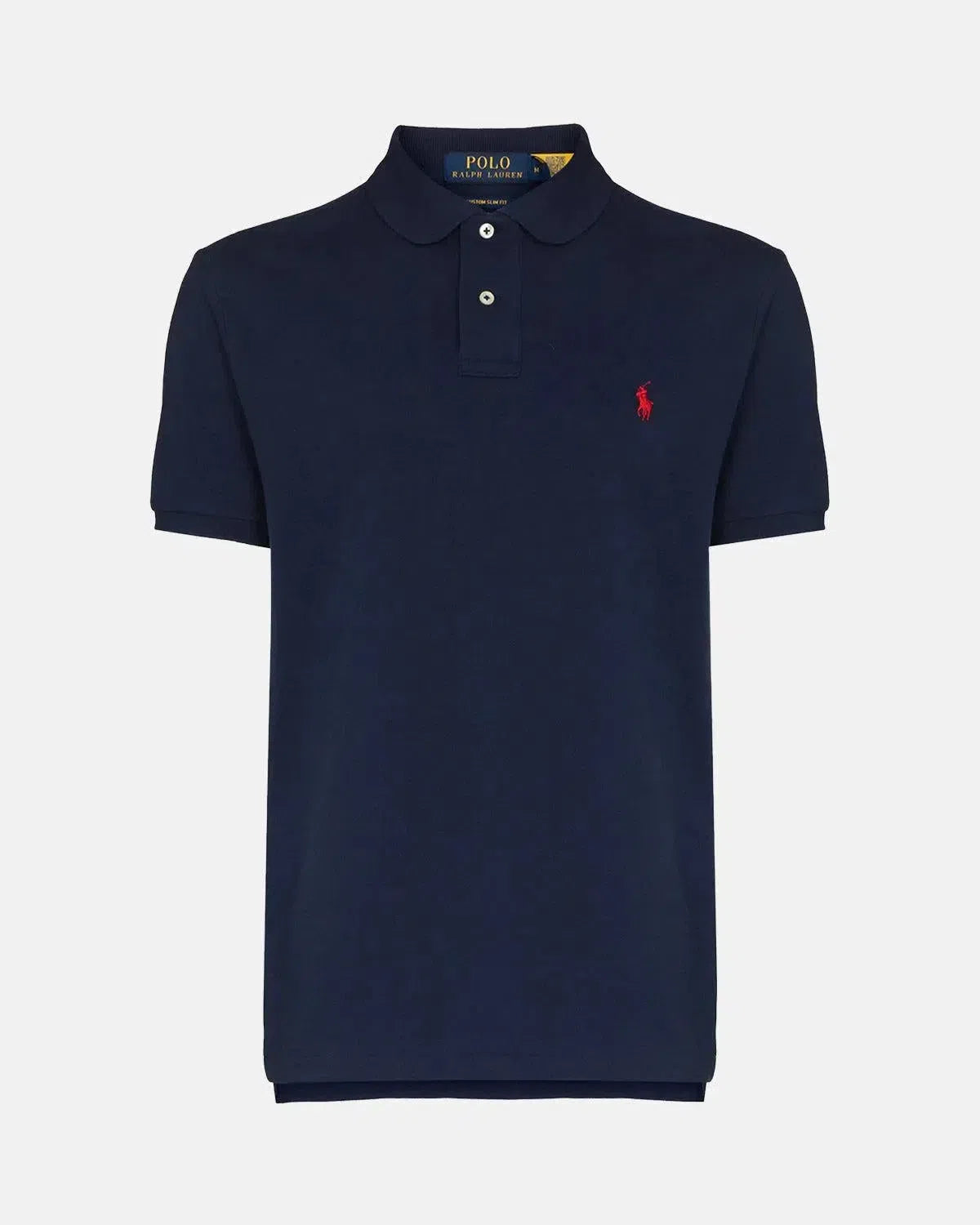 RALPH LAUREN-RALPH LAUREN CUSTOM SLIM FIT MESH POLO SHIRT NAVY RED-NORTHERN THREADS DESIGNER MENSWEAR