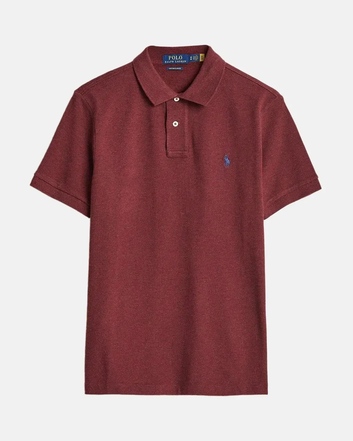 RALPH LAUREN-RALPH LAUREN CUSTOM SLIM FIT MESH POLO SHIRT SPRING WINE HEATHER-NORTHERN THREADS DESIGNER MENSWEAR
