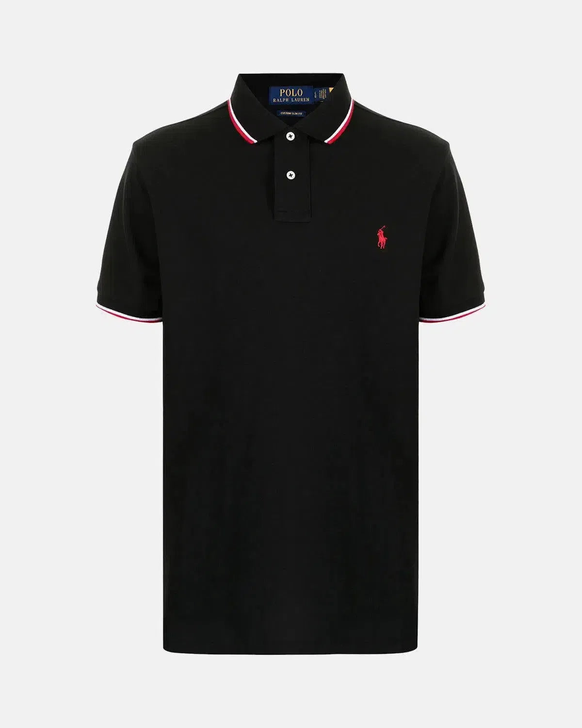 RALPH LAUREN-RALPH LAUREN CUSTOM SLIM FIT MESH TIPPED POLO SHIRT BLACK-NORTHERN THREADS DESIGNER MENSWEAR
