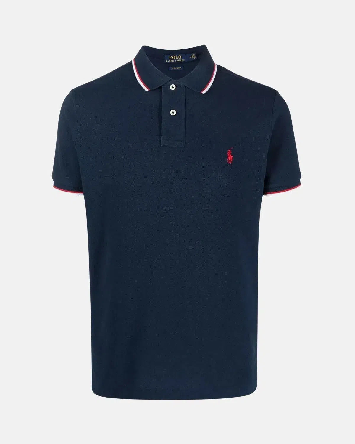RALPH LAUREN-RALPH LAUREN CUSTOM SLIM FIT MESH TIPPED POLO SHIRT NEWPORT NAVY-NORTHERN THREADS DESIGNER MENSWEAR