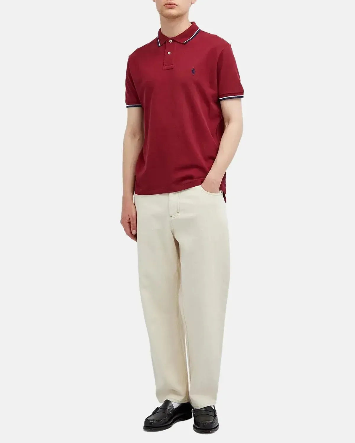 RALPH LAUREN-RALPH LAUREN CUSTOM SLIM FIT MESH TIPPED POLO SHIRT RED CARPET-NORTHERN THREADS DESIGNER MENSWEAR