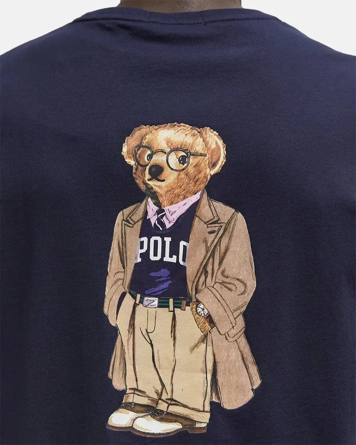 RALPH LAUREN-RALPH LAUREN CUSTOM SLIM FIT POLO BEAR POCKET T-SHIRT NEWPORT NAVY-NORTHERN THREADS DESIGNER MENSWEAR