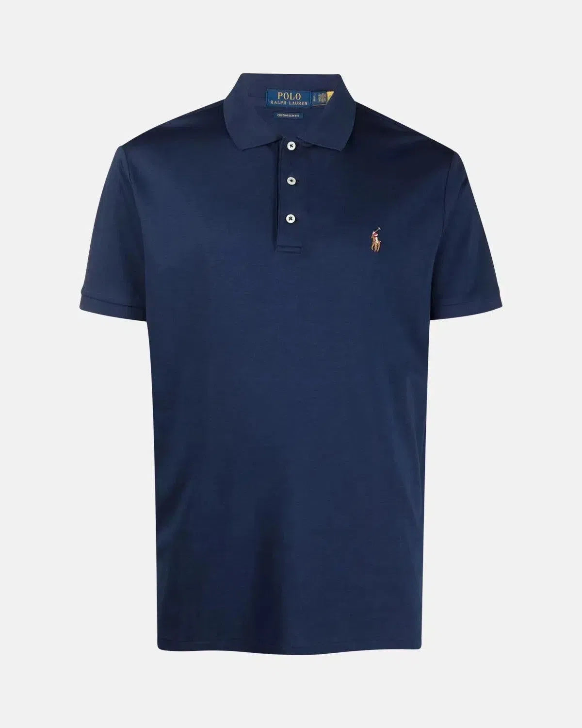 RALPH LAUREN-RALPH LAUREN CUSTOM SLIM FIT SOFT COTTON POLO SHIRT REFINED NAVY-NORTHERN THREADS DESIGNER MENSWEAR