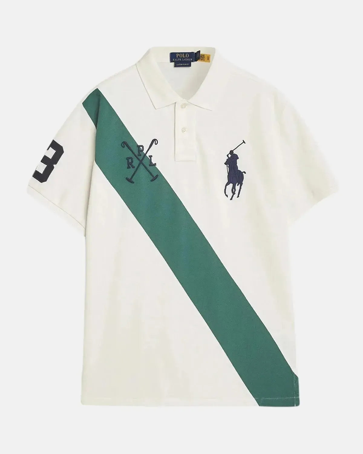 RALPH LAUREN-RALPH LAUREN CUSTOM SLIM FIT TEAM COLOURS POLO SHIRT NEVIS WASHED FOREST-NORTHERN THREADS DESIGNER MENSWEAR