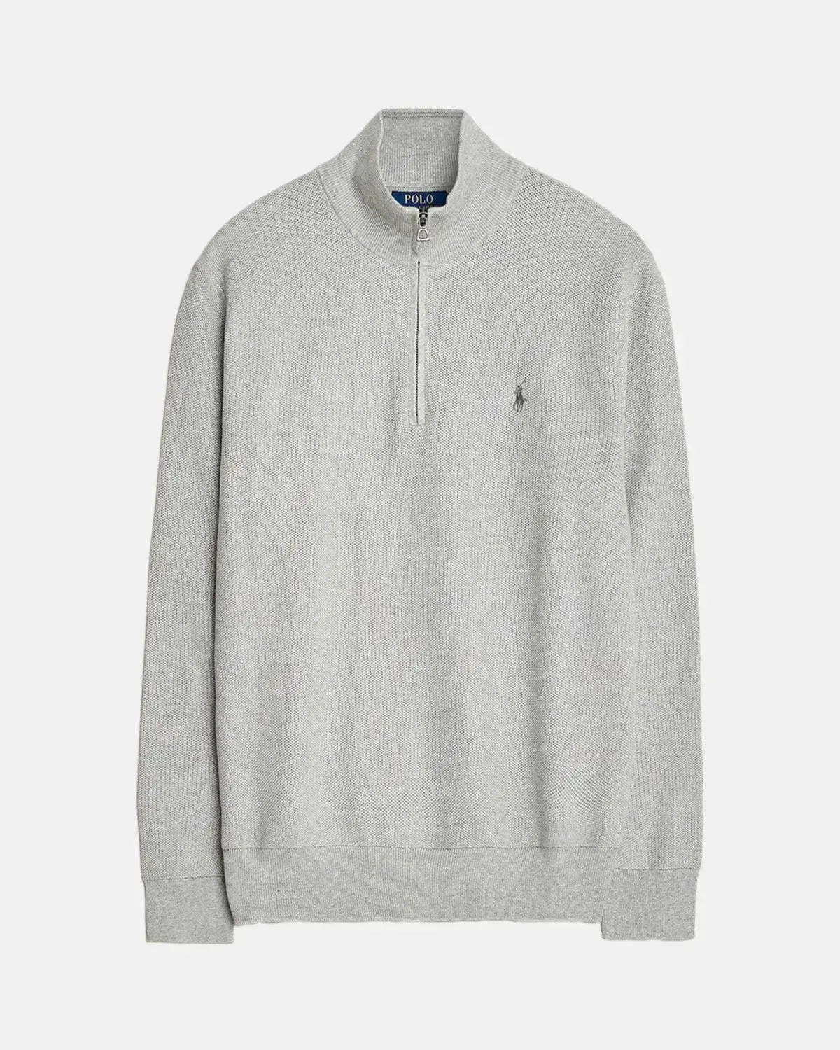 RALPH LAUREN-RALPH LAUREN MESH KNIT COTTON 1/4 ZIP JUMPER ANDOVER HEATHER-NORTHERN THREADS DESIGNER MENSWEAR