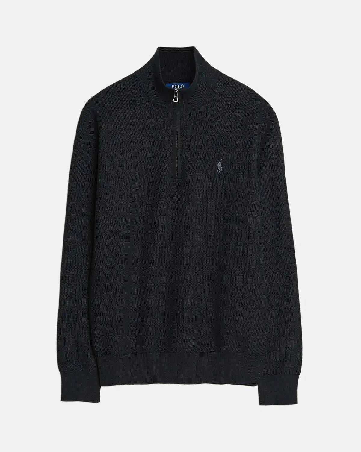 RALPH LAUREN-RALPH LAUREN MESH KNIT COTTON 1/4 ZIP JUMPER BLACK-NORTHERN THREADS DESIGNER MENSWEAR