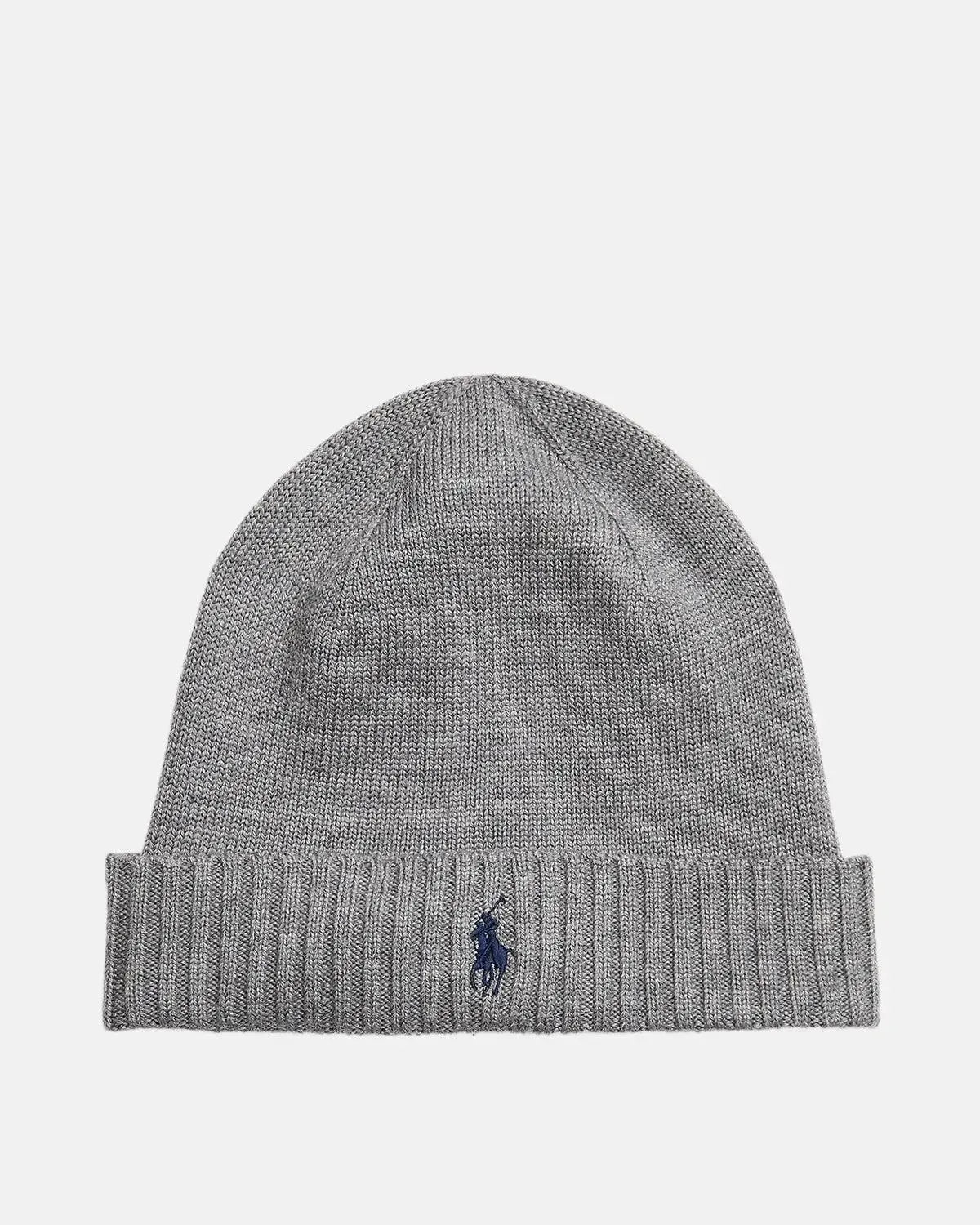 RALPH LAUREN-RALPH LAUREN SIGNATURE PONY WOOL BEANIE FAWN GREY HEATHER-NORTHERN THREADS DESIGNER MENSWEAR