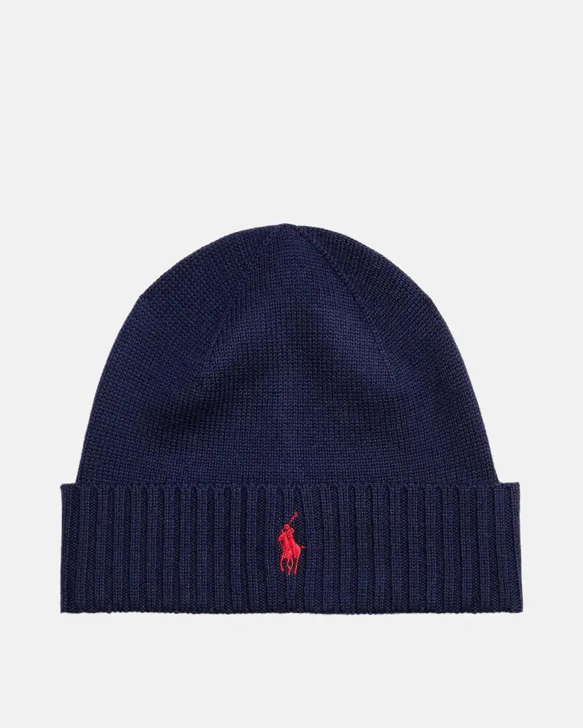 RALPH LAUREN-RALPH LAUREN SIGNATURE PONY WOOL BEANIE HUNTER NAVY-NORTHERN THREADS DESIGNER MENSWEAR