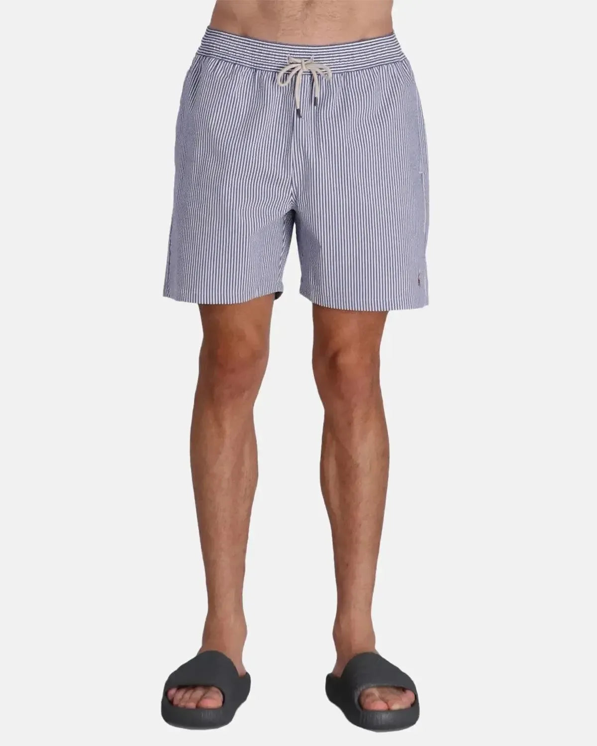 RALPH LAUREN-RALPH LAUREN TRAVELLER SWIM SHORTS CRUISE ROYAL SEERSUCKER-NORTHERN THREADS DESIGNER MENSWEAR