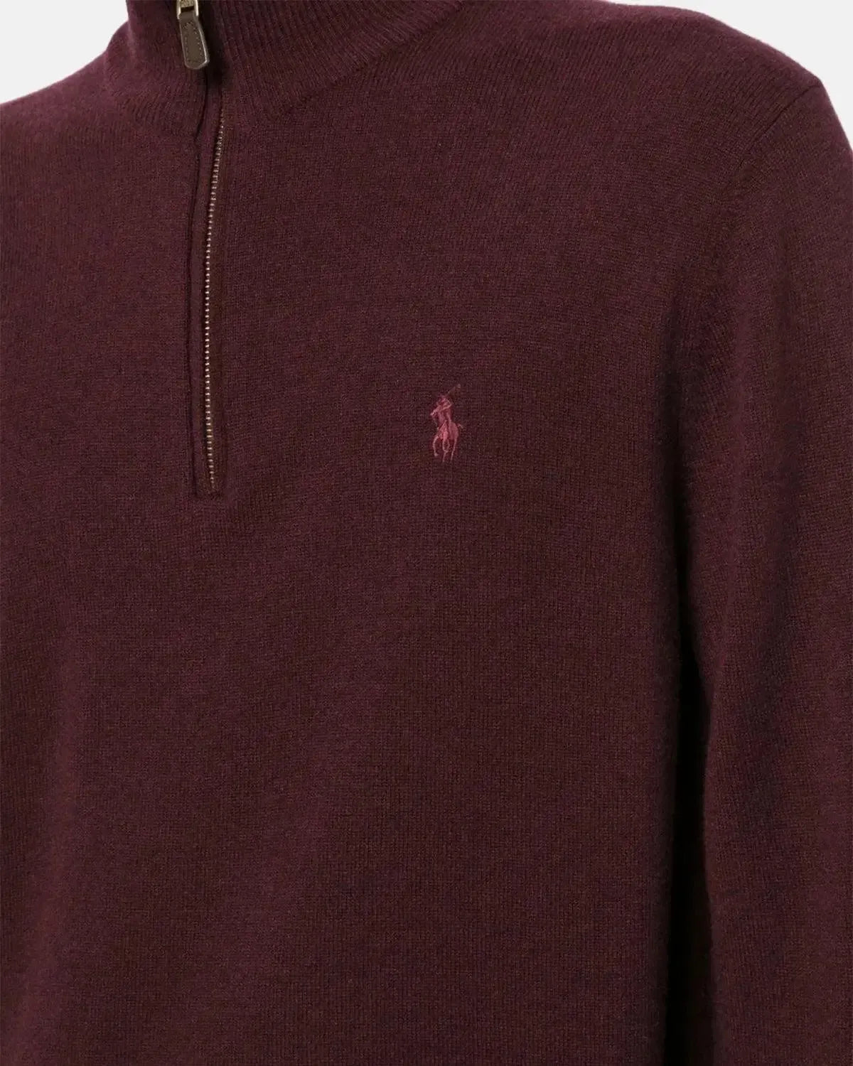 RALPH LAUREN-RALPH LAUREN WOOL 1/4 ZIP JUMPER AGED WINE HEATHER-NORTHERN THREADS DESIGNER MENSWEAR