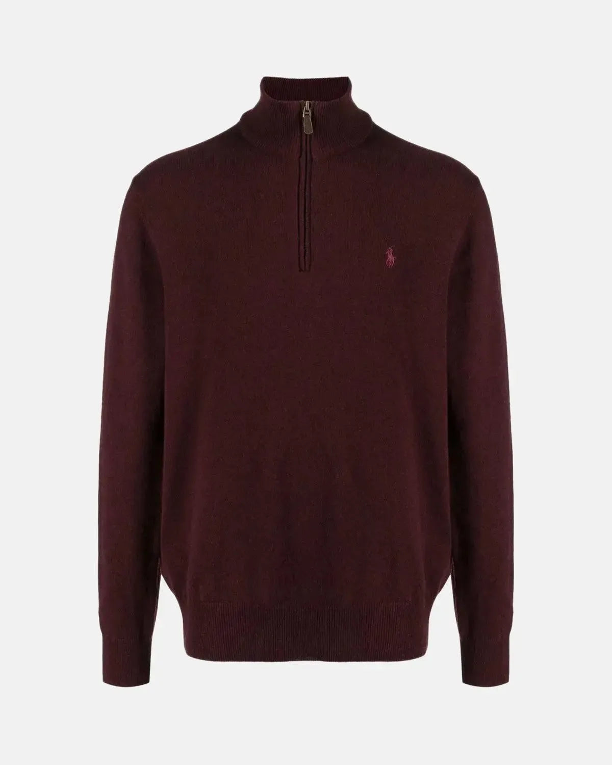 RALPH LAUREN-RALPH LAUREN WOOL 1/4 ZIP JUMPER AGED WINE HEATHER-NORTHERN THREADS DESIGNER MENSWEAR