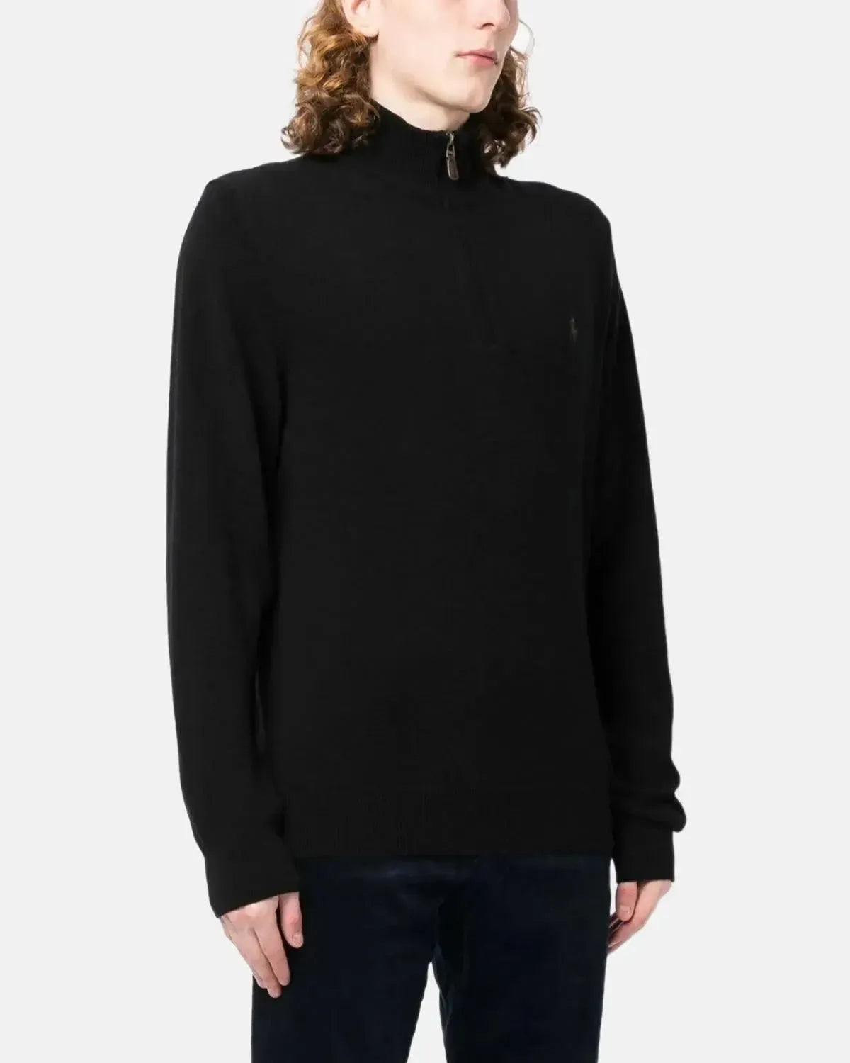 RALPH LAUREN-RALPH LAUREN WOOL 1/4 ZIP JUMPER BLACK-NORTHERN THREADS DESIGNER MENSWEAR