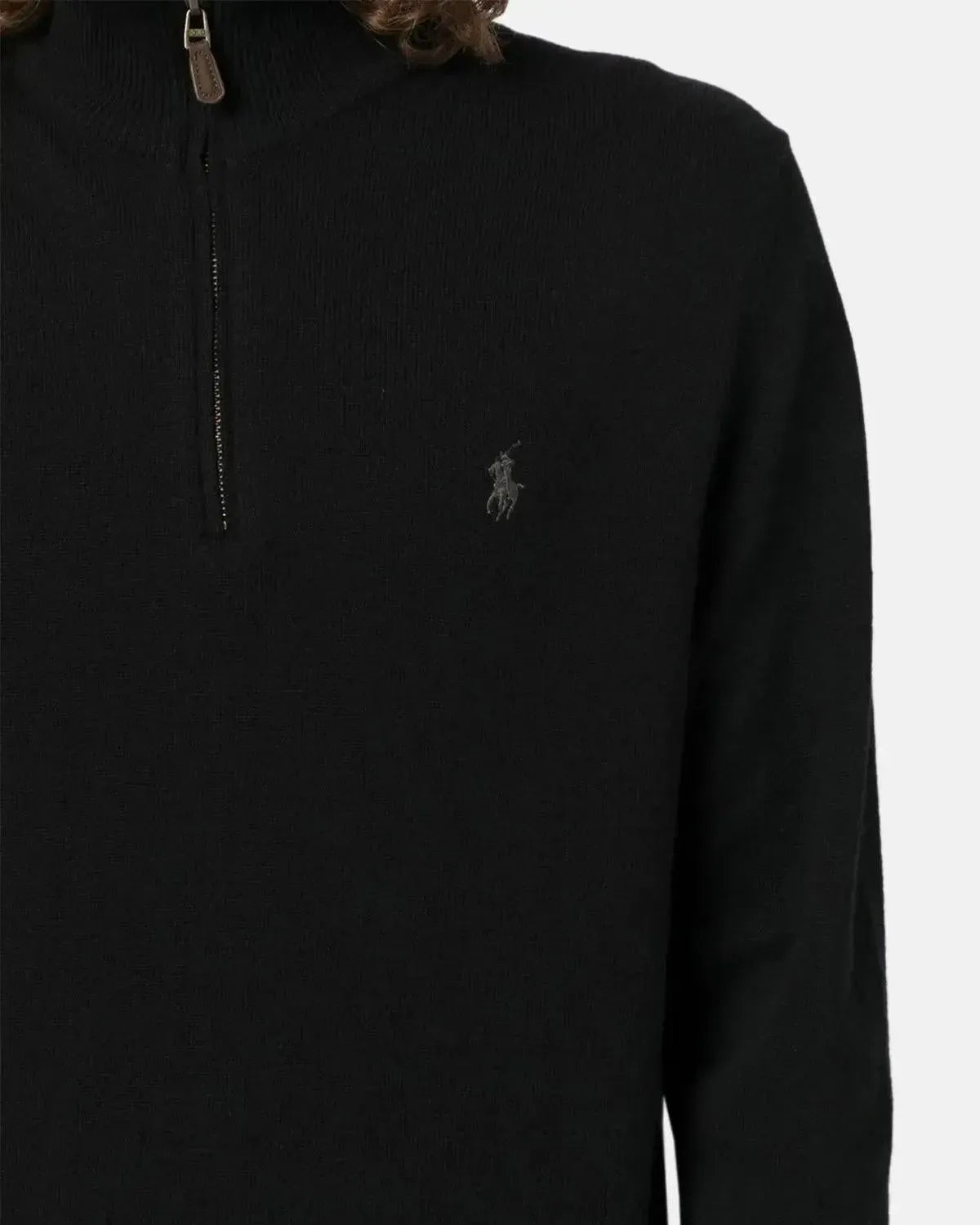 RALPH LAUREN-RALPH LAUREN WOOL 1/4 ZIP JUMPER BLACK-NORTHERN THREADS DESIGNER MENSWEAR