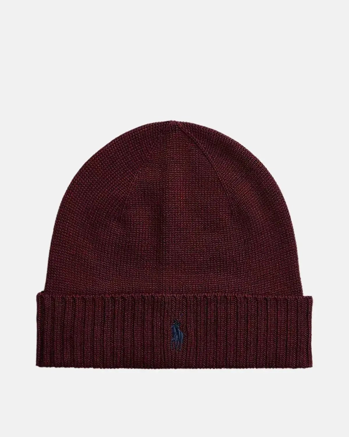 RALPH LAUREN SIGNATURE PONY WOOL BEANIE AGED WINE HEATHER - RALPH-LAUREN-710886137-006-OS - northern threads uk