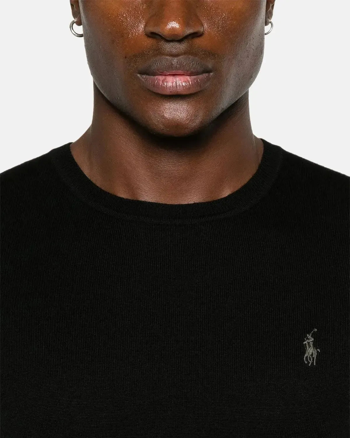 RALPH LAUREN SLIM FIT WASHABLE WOOL CREWNECK JUMPER BLACK - RALPH-LAUREN-710946143-004-M - northern threads uk