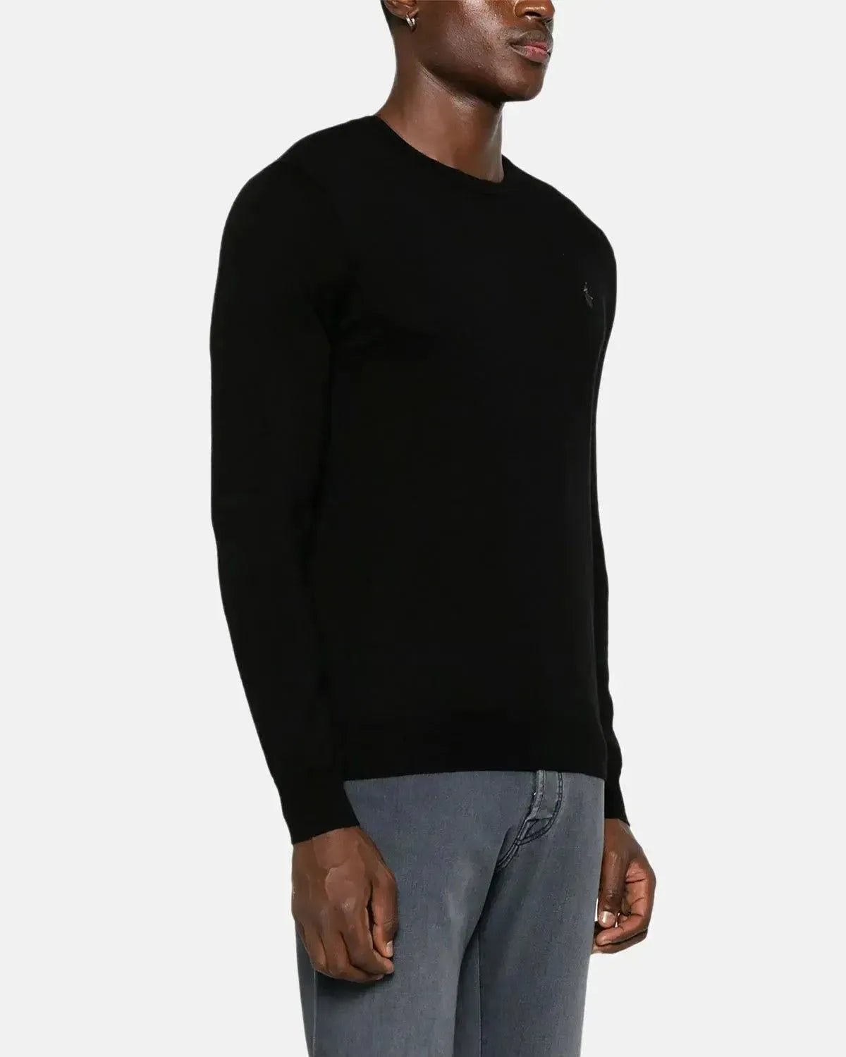 RALPH LAUREN SLIM FIT WASHABLE WOOL CREWNECK JUMPER BLACK - RALPH-LAUREN-710946143-004-M - northern threads uk
