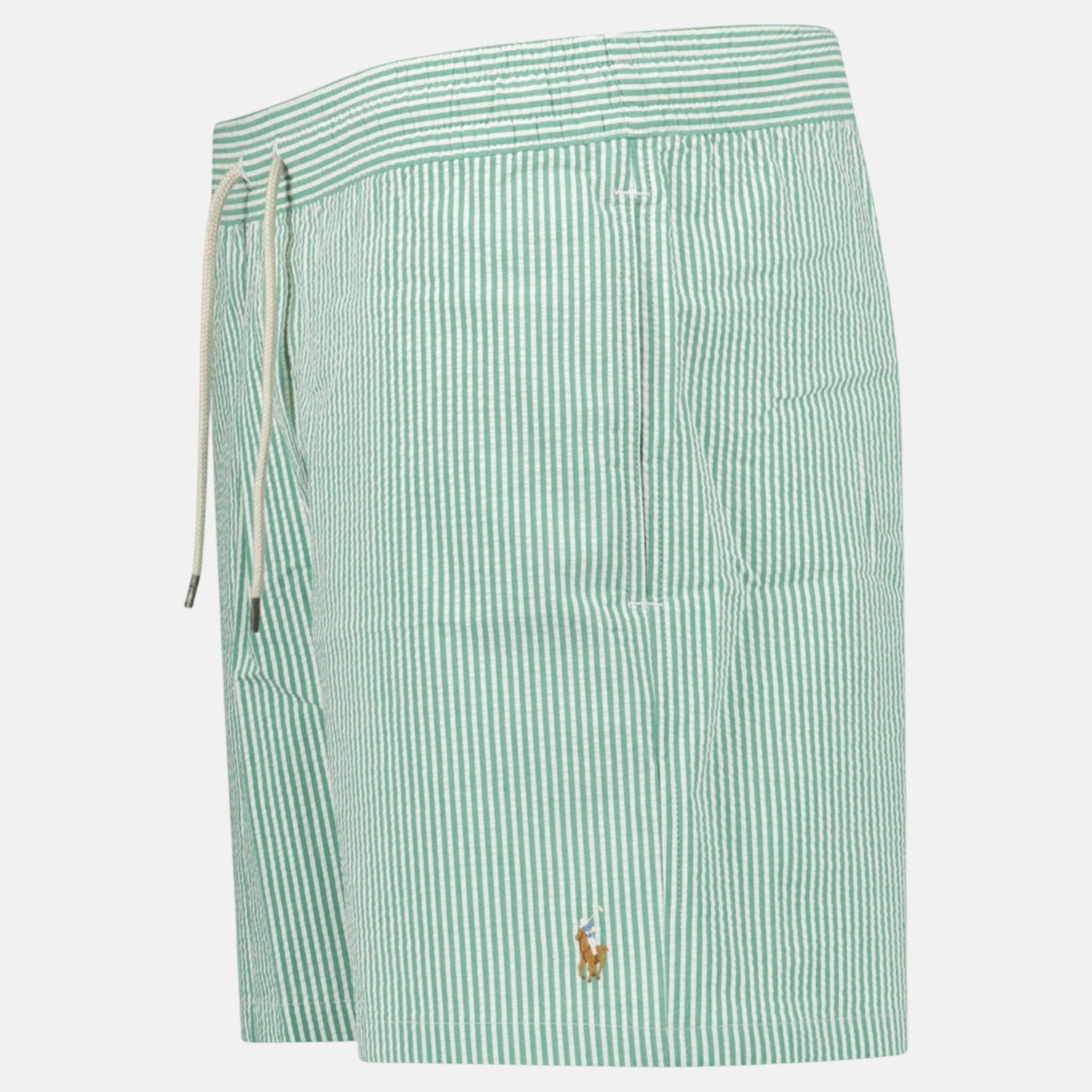 Ralph Lauren Traveller Classic Swim Trunk Raft Green Seersucker - O15 - northern threads uk