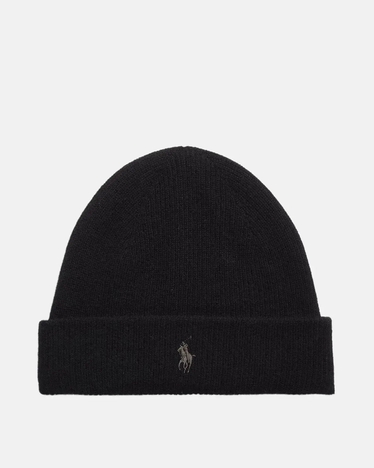 RALPH LAUREN WASHABLE CASHMERE SIGNATURE PONY BEANIE BLACK - RALPH-LAUREN-710920660-003-OS - northern threads uk