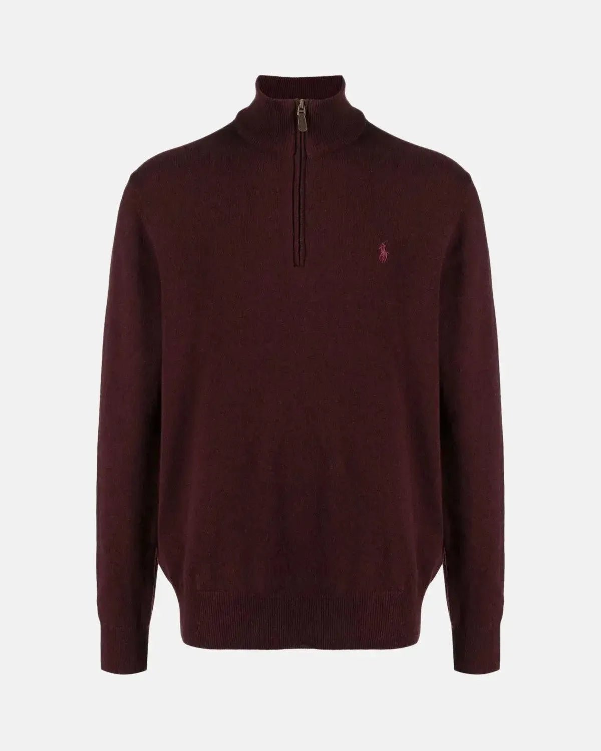 RALPH LAUREN WOOL 1/4 ZIP JUMPER AGED WINE HEATHER - RALPH-LAUREN-710876756-008-M - northern threads uk