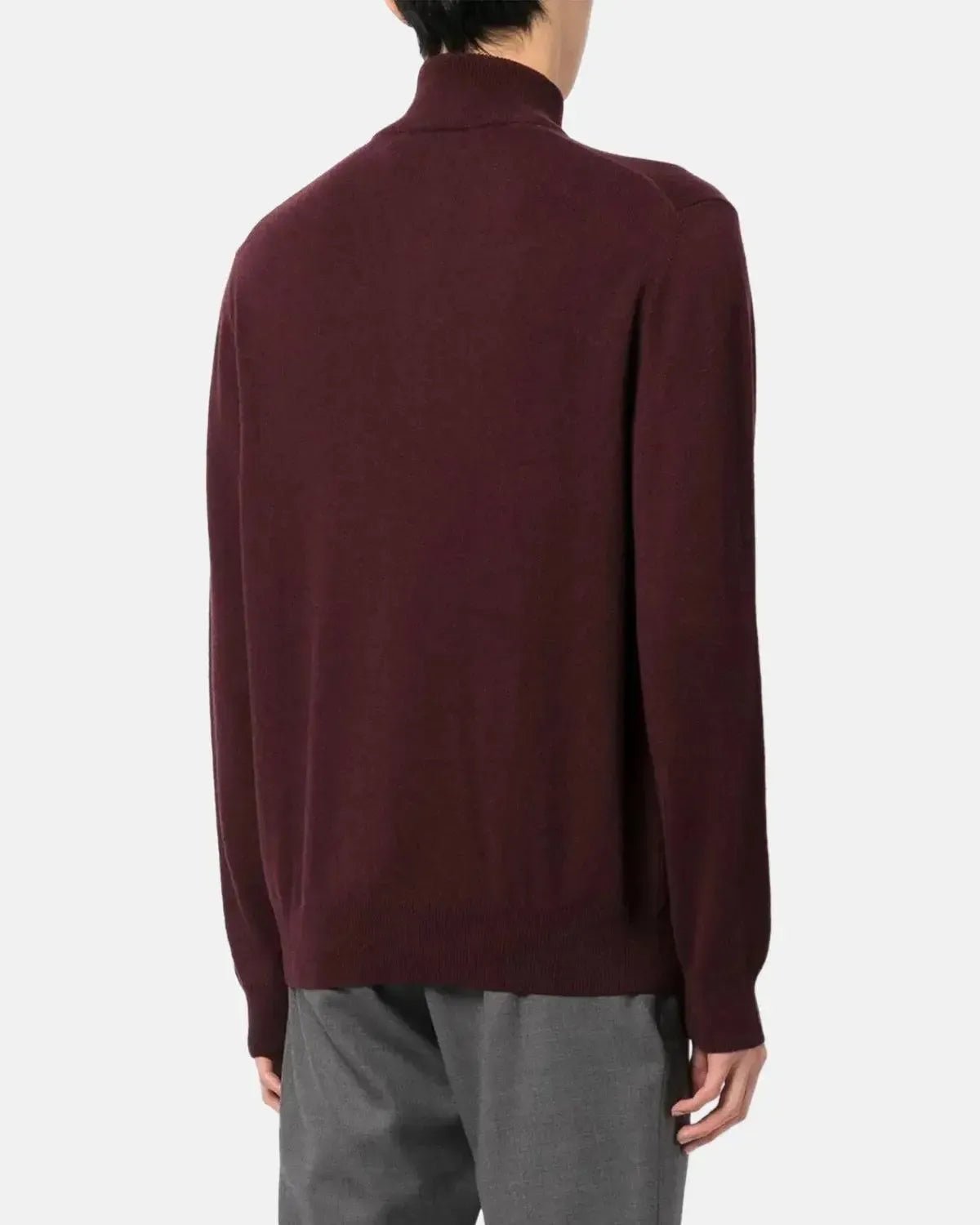 RALPH LAUREN WOOL 1/4 ZIP JUMPER AGED WINE HEATHER - RALPH-LAUREN-710876756-008-M - northern threads uk