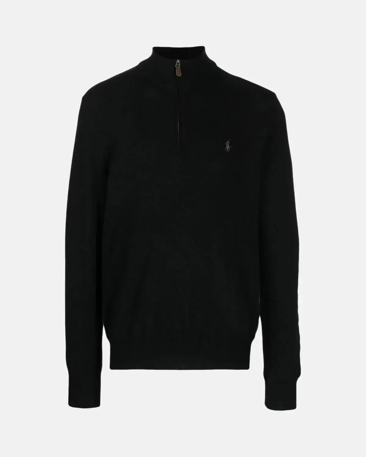 RALPH LAUREN WOOL 1/4 ZIP JUMPER BLACK - RALPH-LAUREN-710876756-002-M - northern threads uk