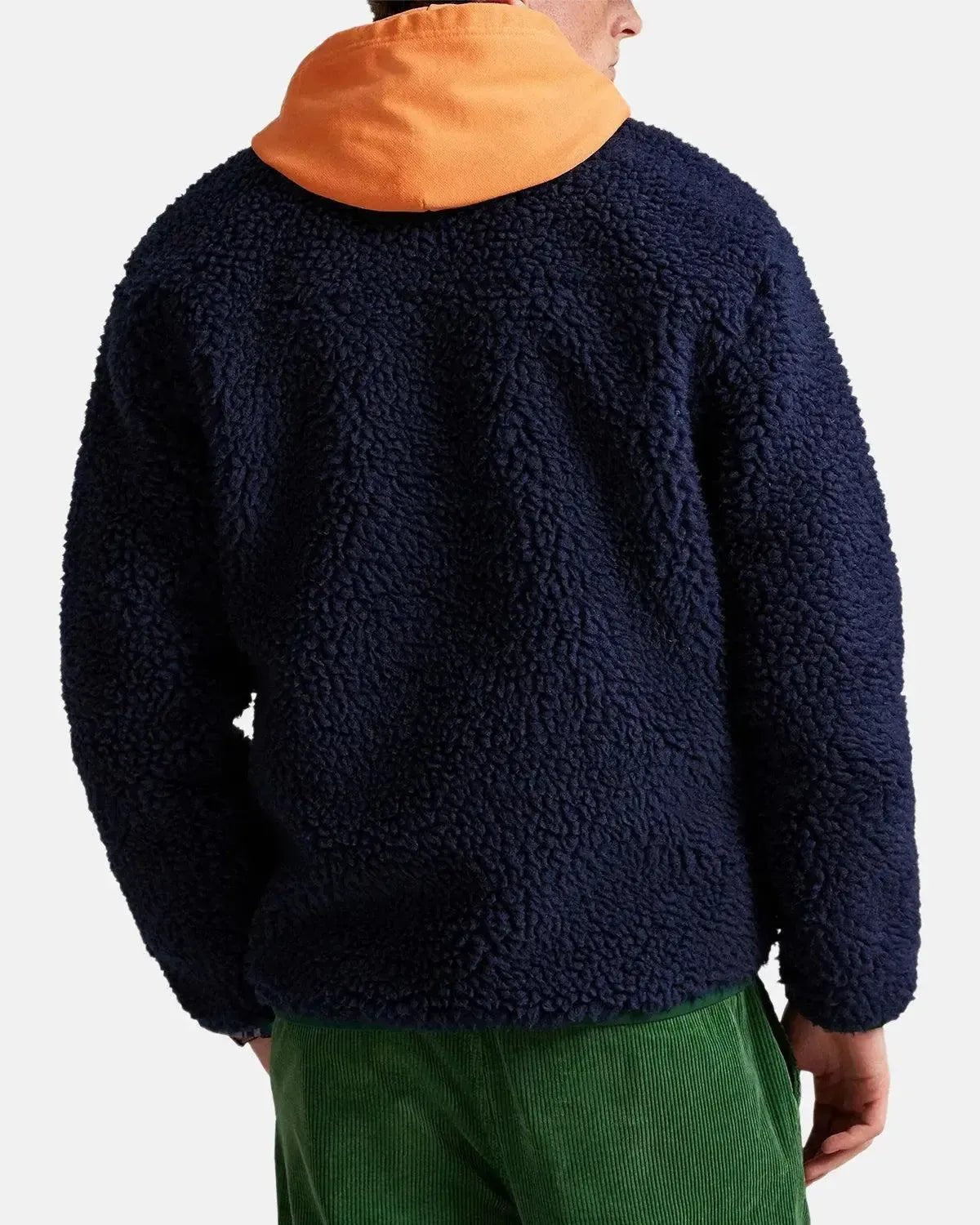 RALPH LAUREN WOOL BORG LOGO SHERPA ZIP THROUGH FLEECE CRUISE NAVY - northern threads