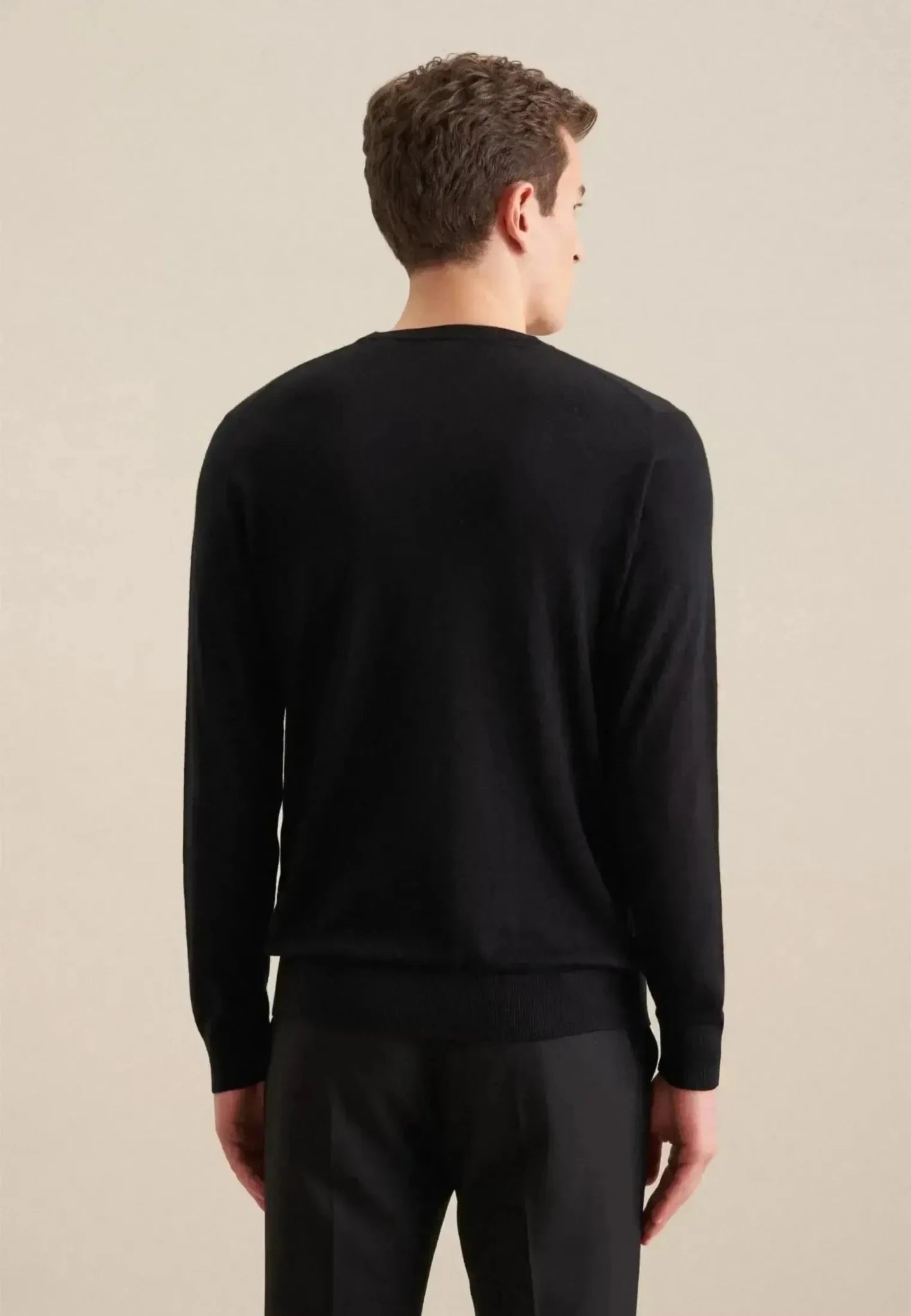 Seidensticker Merino Wool Crewneck Knit Black - northern threads