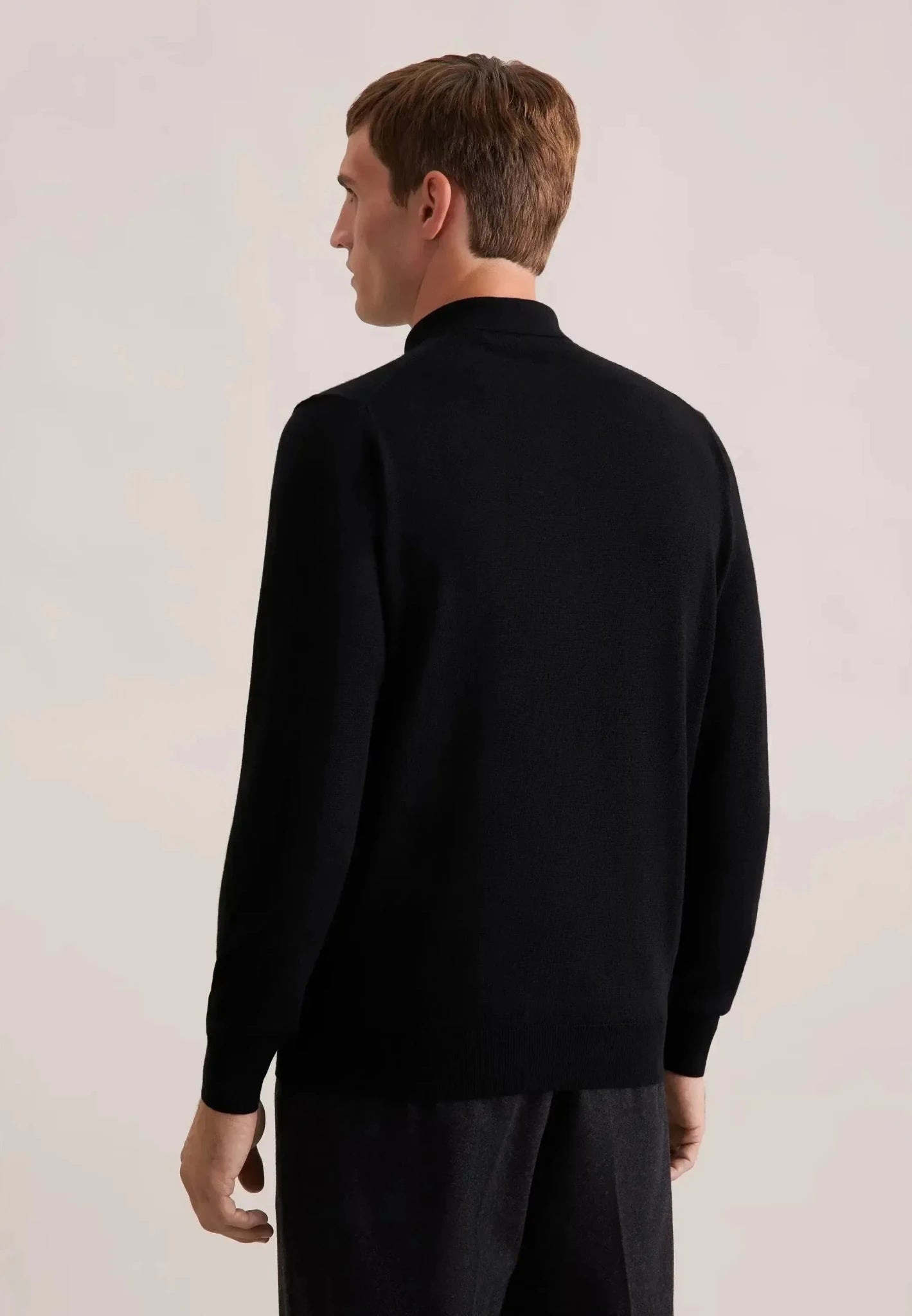 Seidensticker Merino Wool Polo Collar Knit Black - northern threads