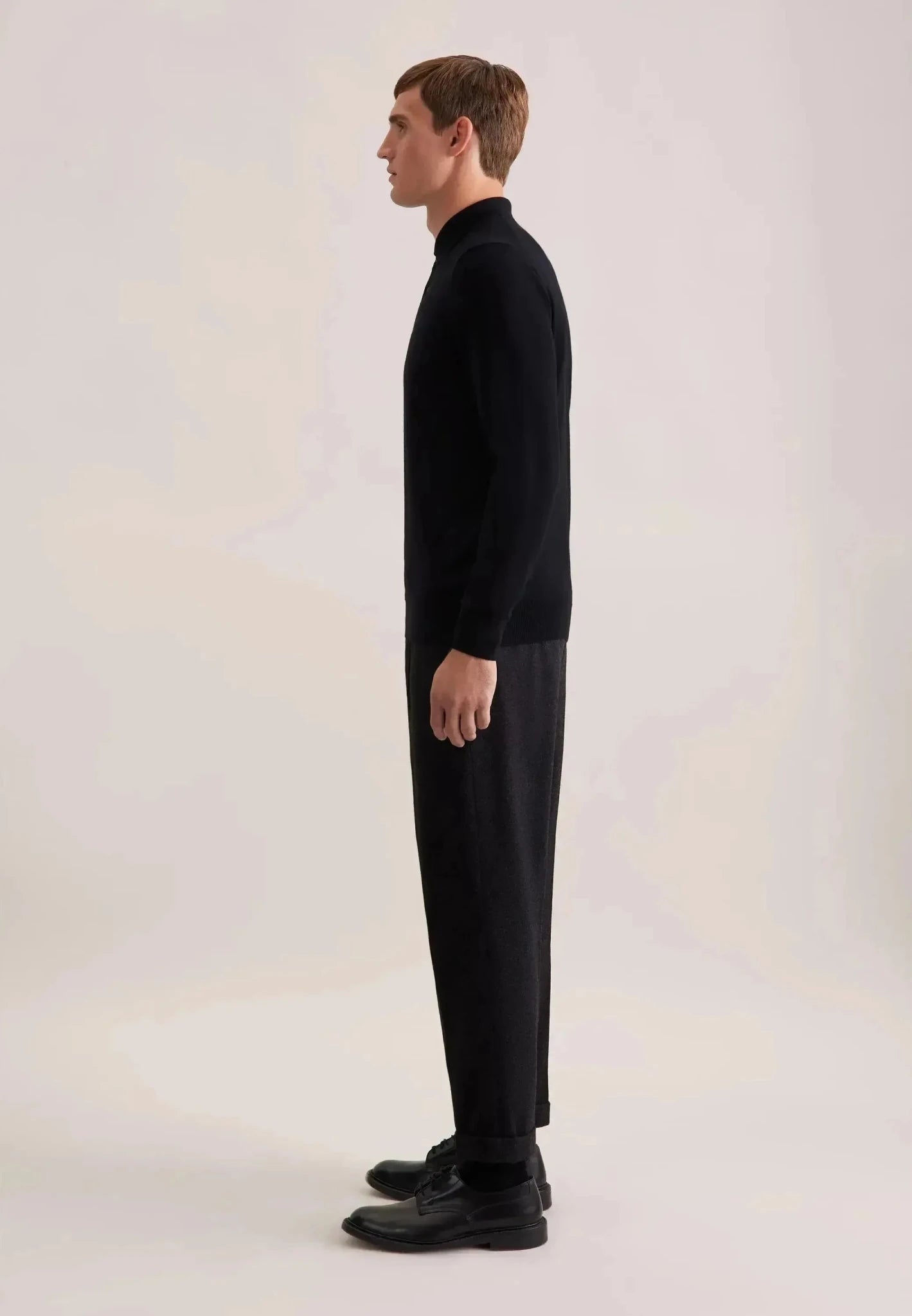 Seidensticker Merino Wool Polo Collar Knit Black - northern threads