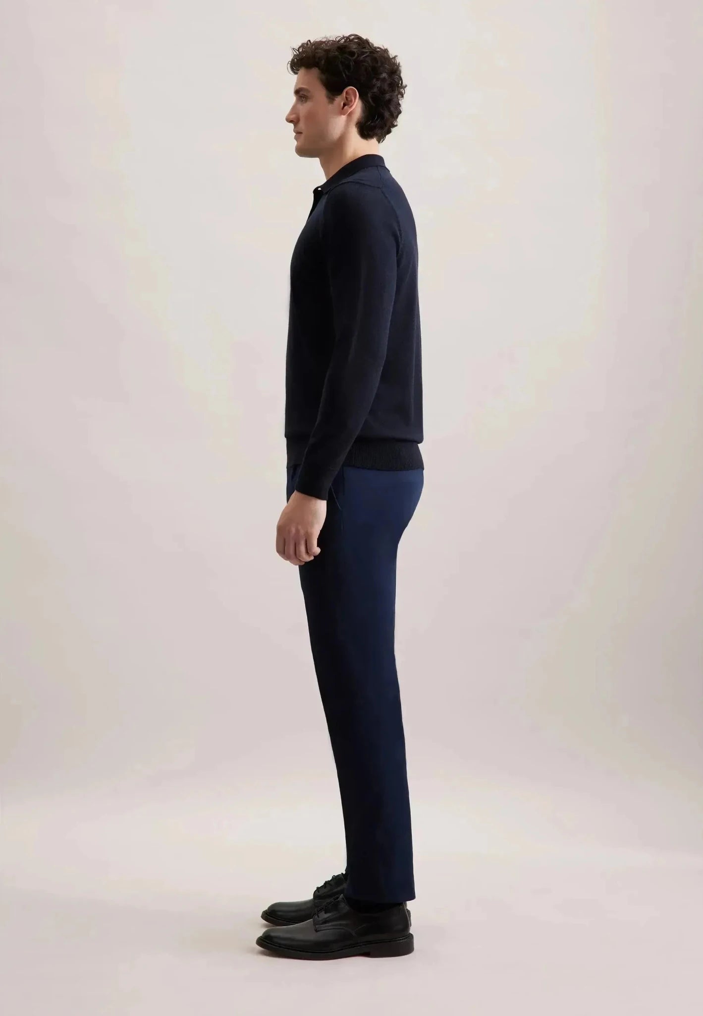 Seidensticker Merino Wool Polo Collar Knit Dark Blue - northern threads