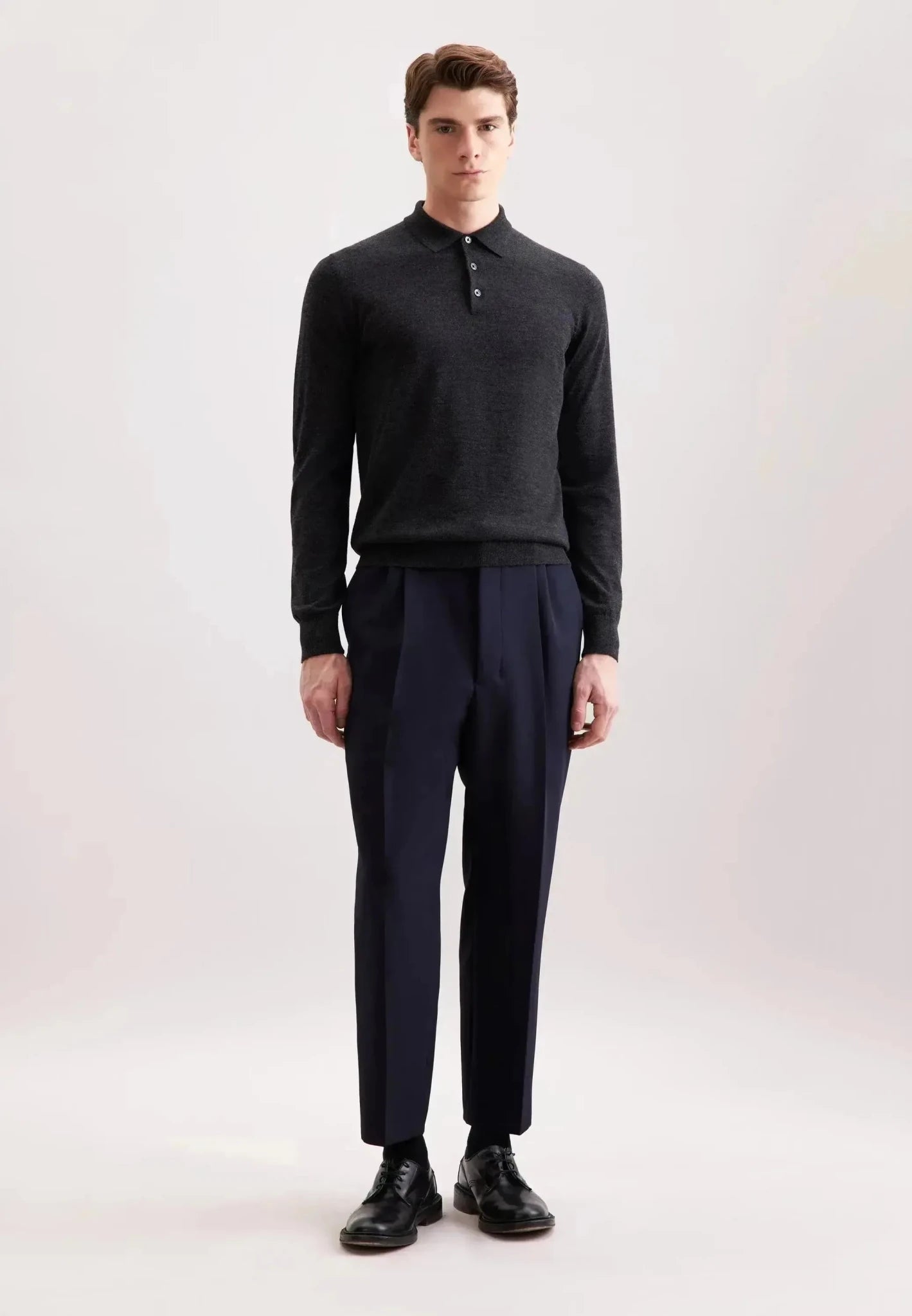 Seidensticker Merino Wool Polo Collar Knit Grey - northern threads