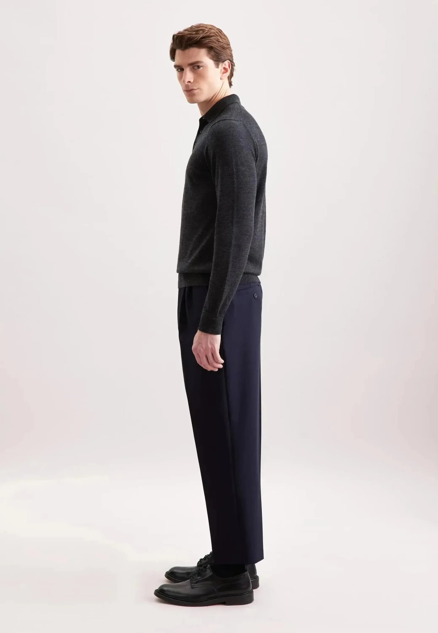 Seidensticker Merino Wool Polo Collar Knit Grey - northern threads