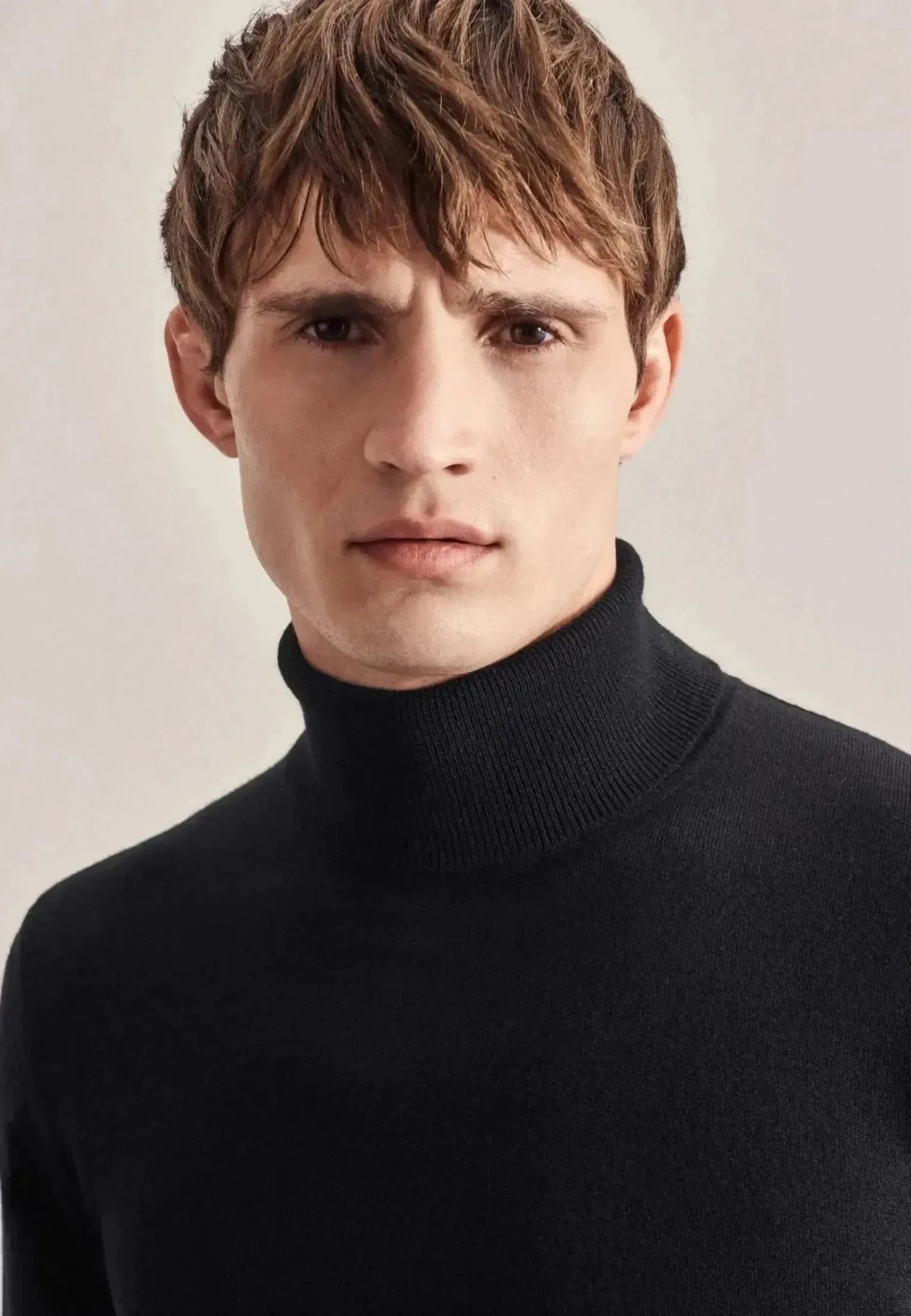 Seidensticker Merino Wool Roll Neck Knit Black - northern threads