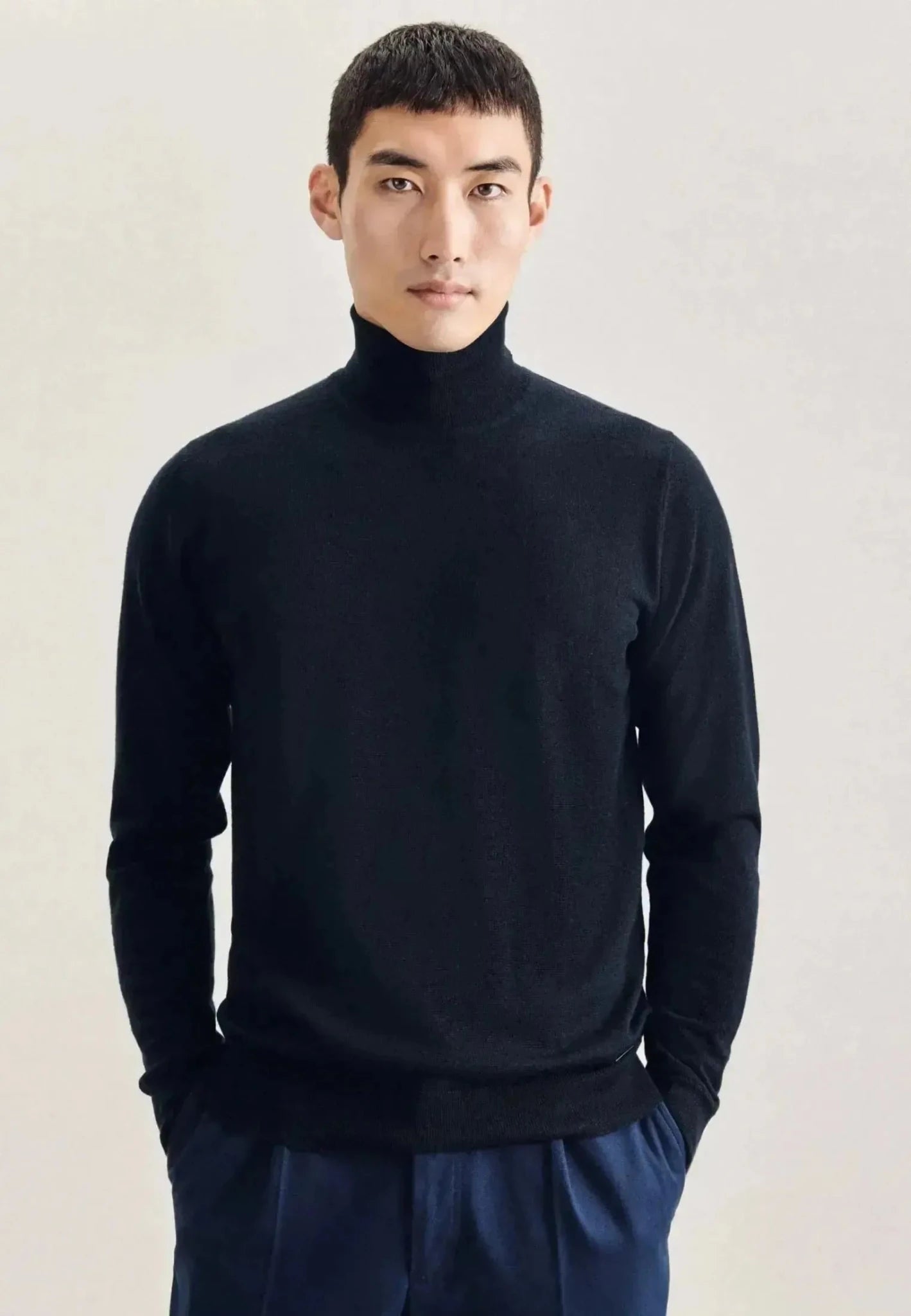 Seidensticker Merino Wool Roll Neck Knit Dark Blue - northern threads