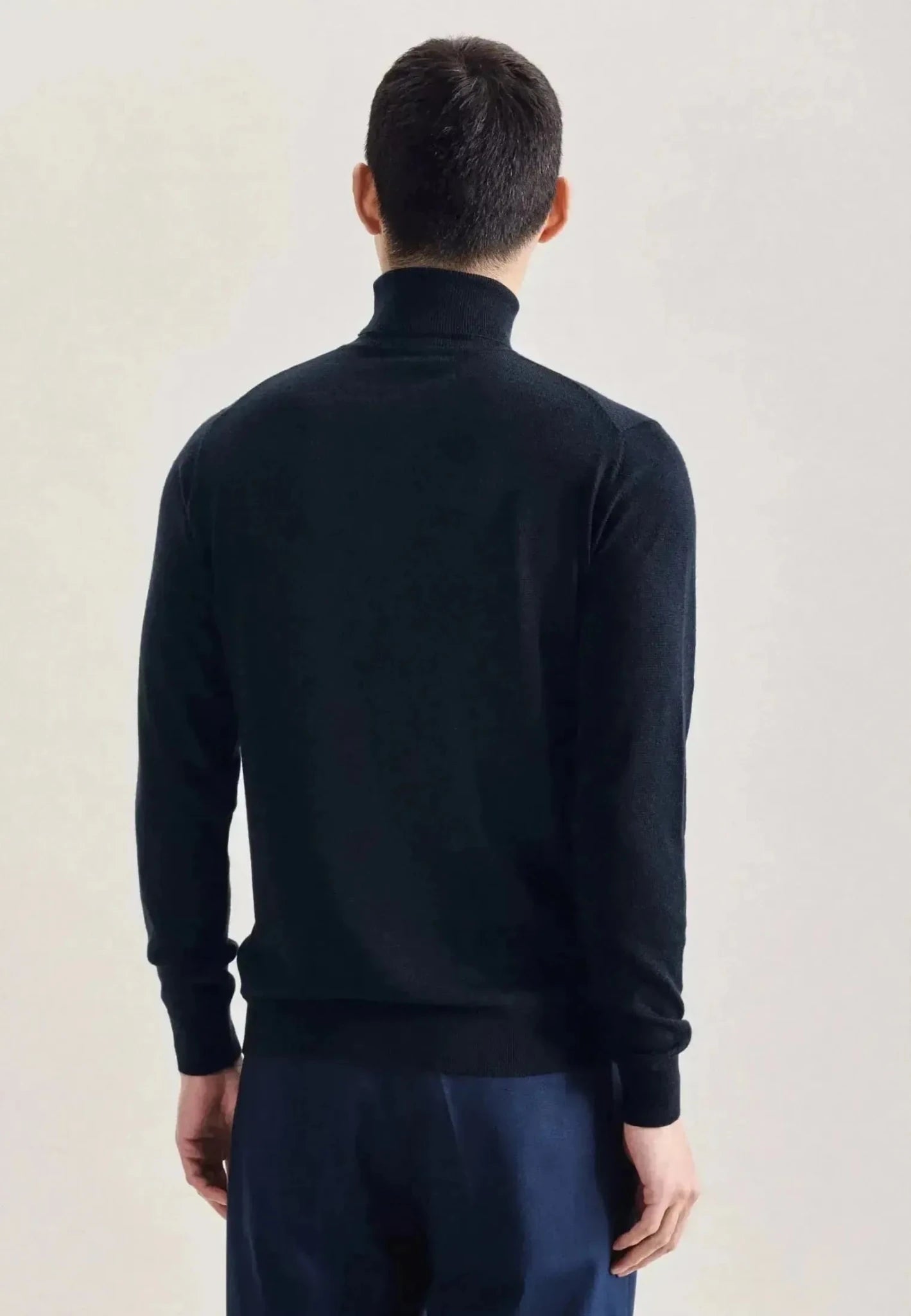 Seidensticker Merino Wool Roll Neck Knit Dark Blue - northern threads