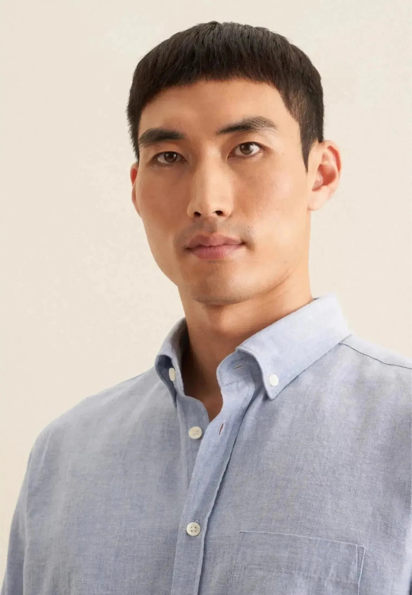 Seidensticker Regular Fit Button Down Linen Blend Chambray Shirt Light Blue - northern threads