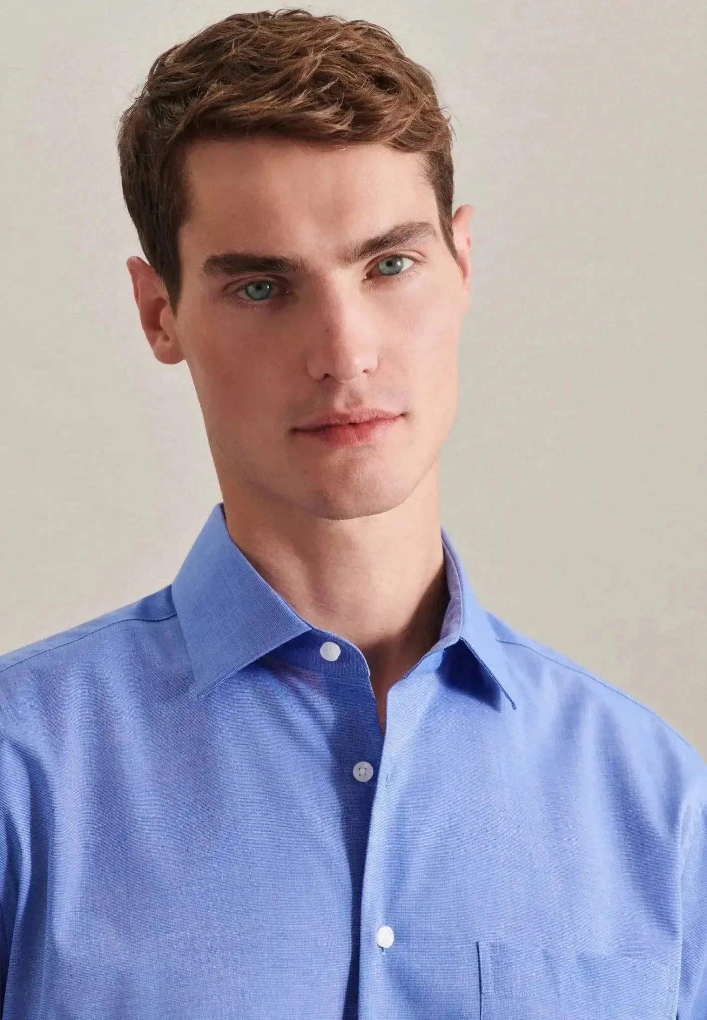 Seidensticker Regular Fit Easy Iron Kent Collar Business Shirt Mid Blue - northern threads