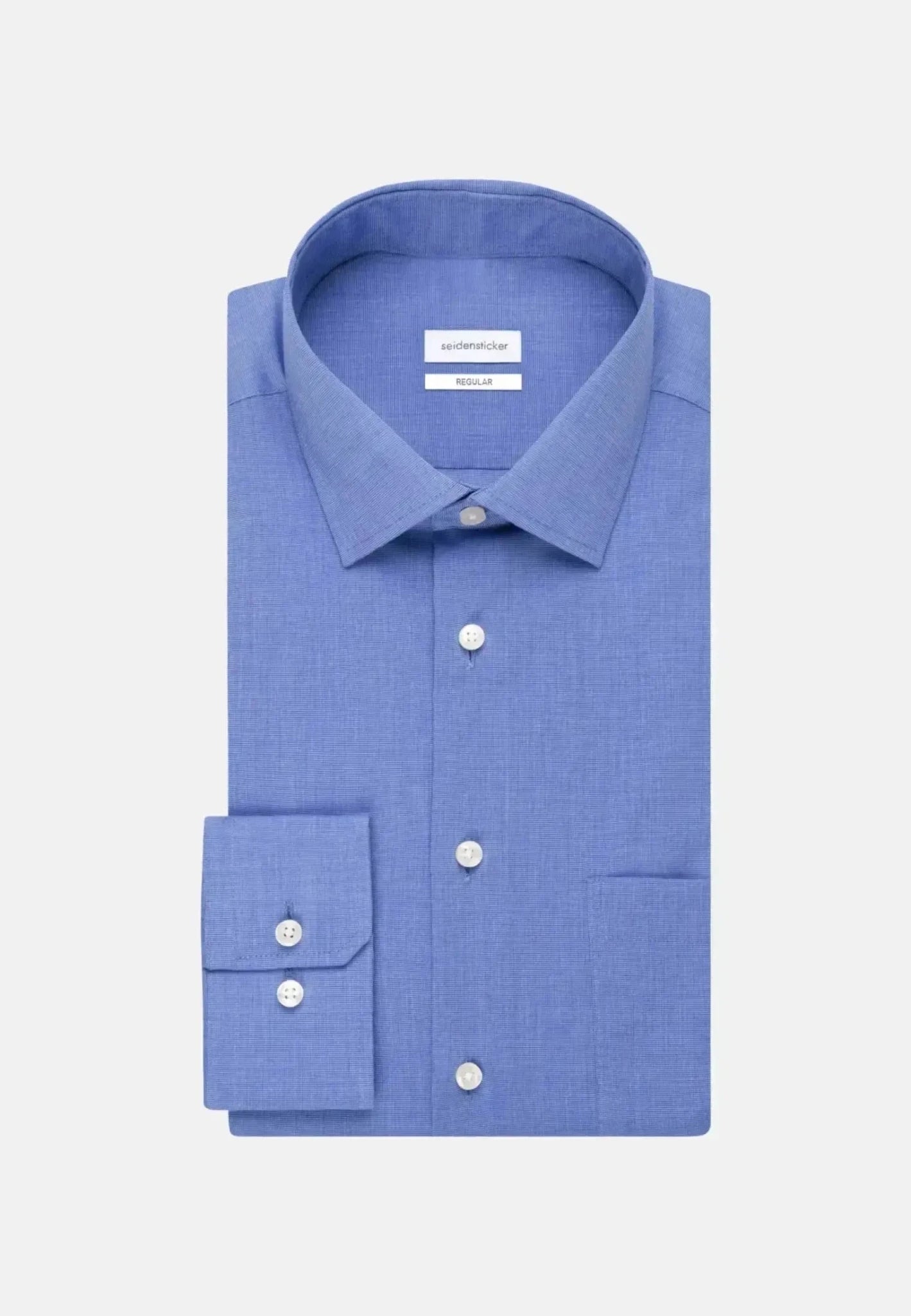 Seidensticker Regular Fit Easy Iron Kent Collar Business Shirt Mid Blue - northern threads