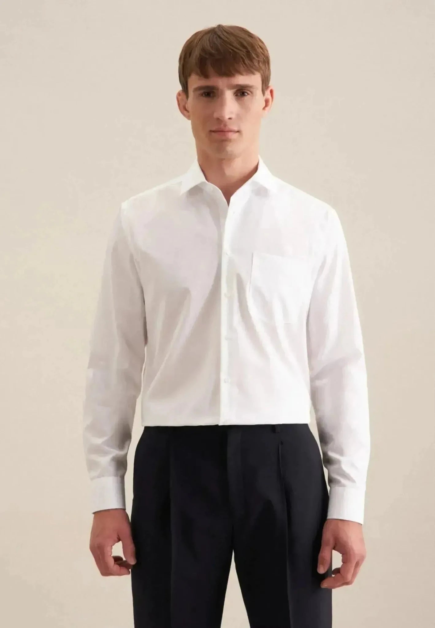 Seidensticker Regular Fit Easy Iron Kent Collar Business Shirt White - northern threads