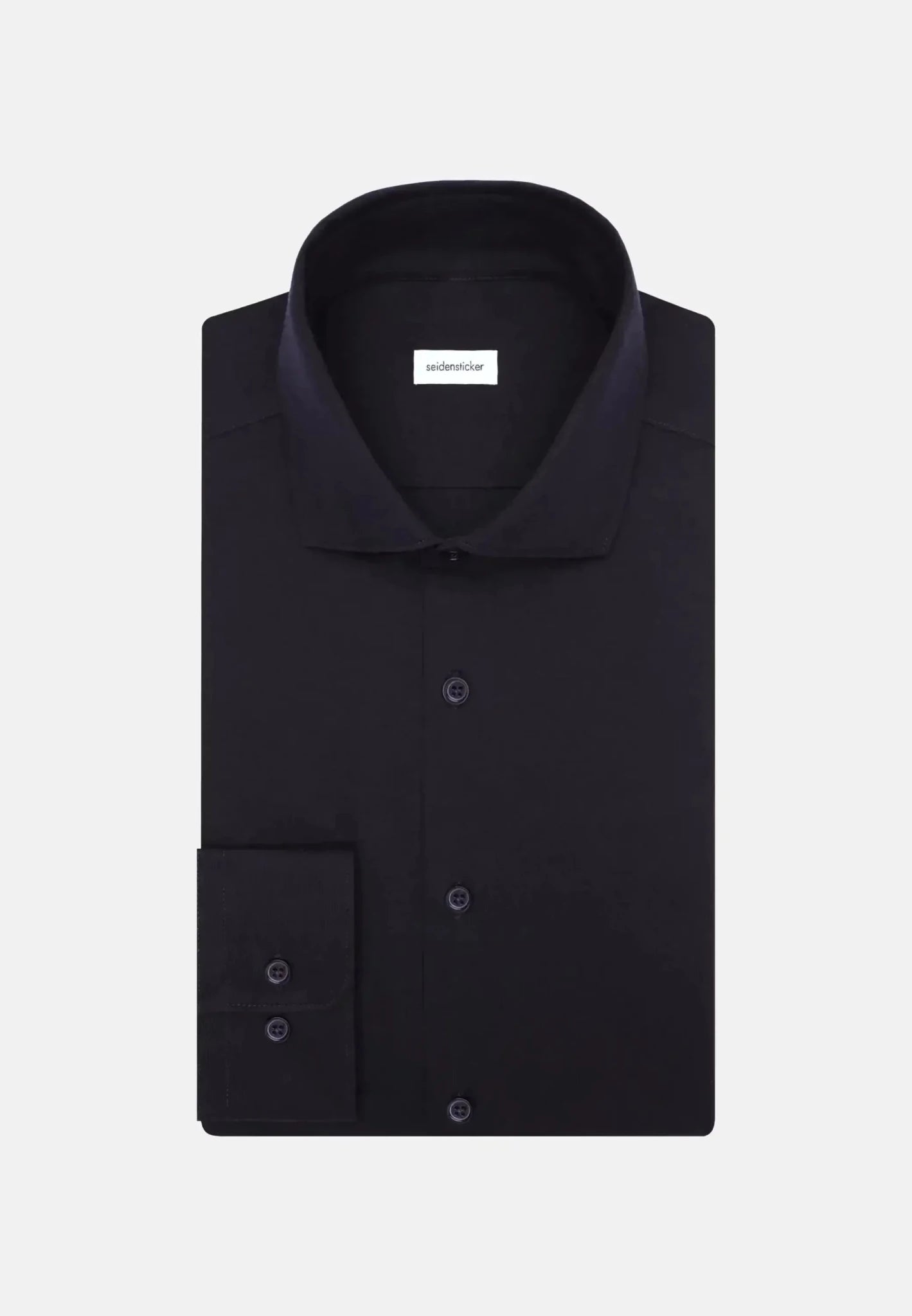 Seidensticker Regular Fit Kent Collar Jersey Shirt Black - northern threads